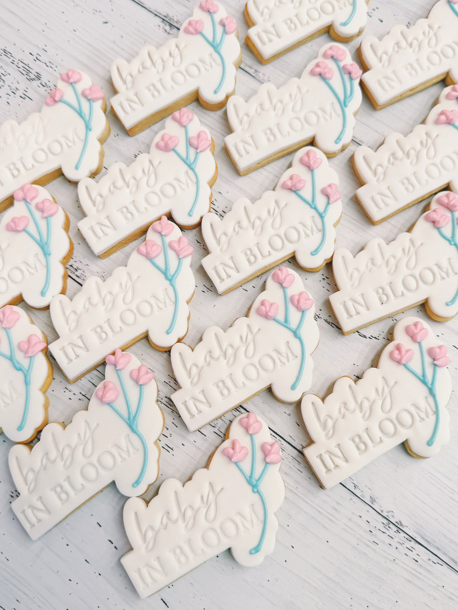 Baby In Bloom | Baby Shower Cookie Box Gift For New Mums - Sugar Rush by Steph Pastel Custom Personalised Cookie Gift Box Delivery Australia