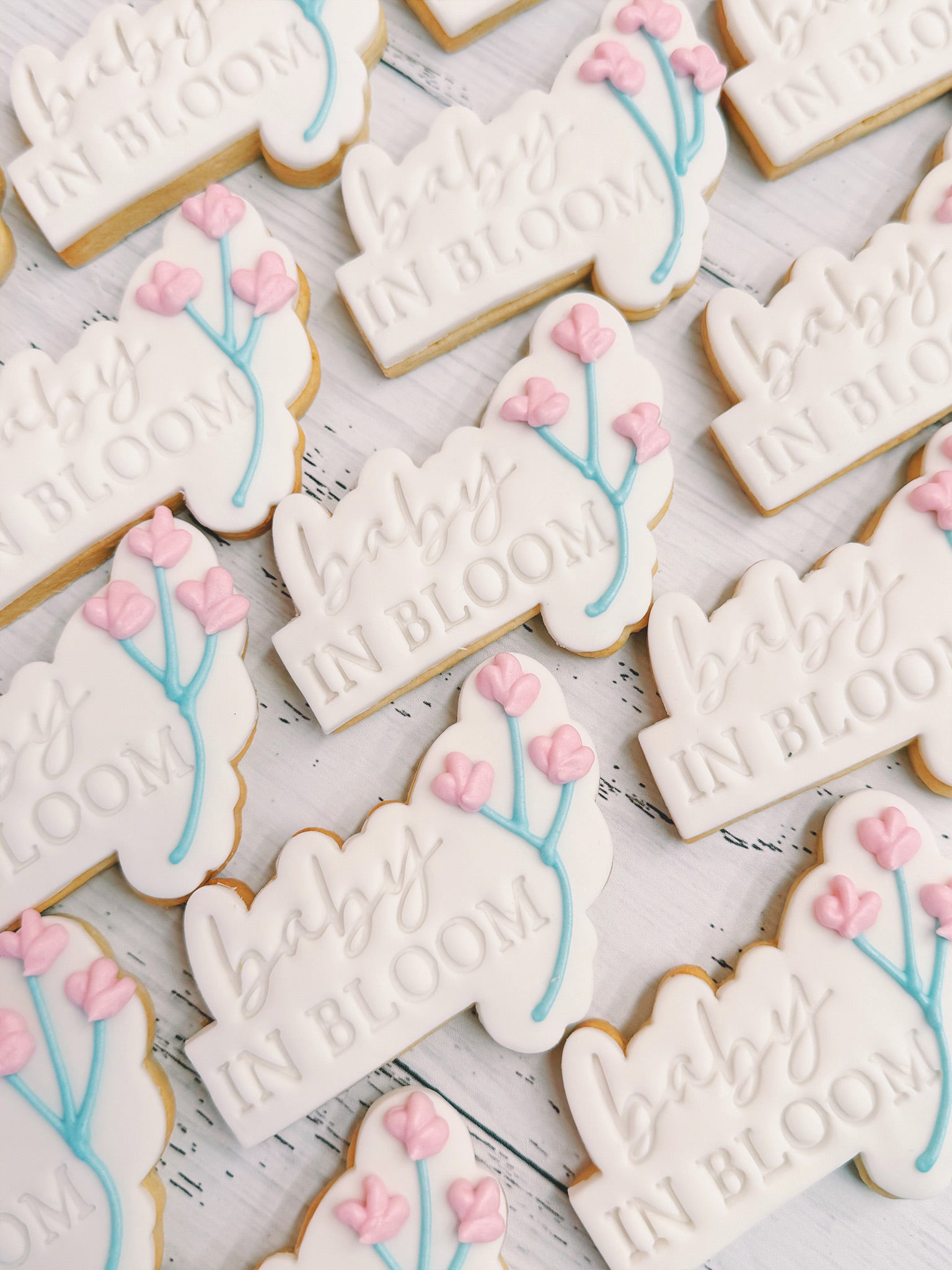 Baby In Bloom | Baby Shower Cookie Box Gift For New Mums - Sugar Rush by Steph Pastel Custom Personalised Cookie Gift Box Delivery Australia