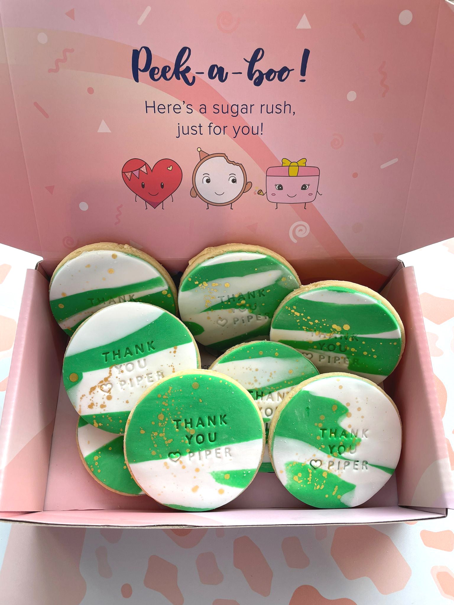 Bright Green Personalised Thank You Cookies Melbourne | Sugar Rush by Steph Cookie Delivery Sugar Rush by Steph