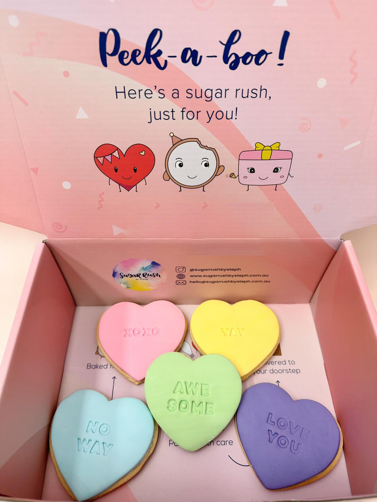 Colorful Candy Hearts Message Valentines Cookies - Sugar Rush by Steph