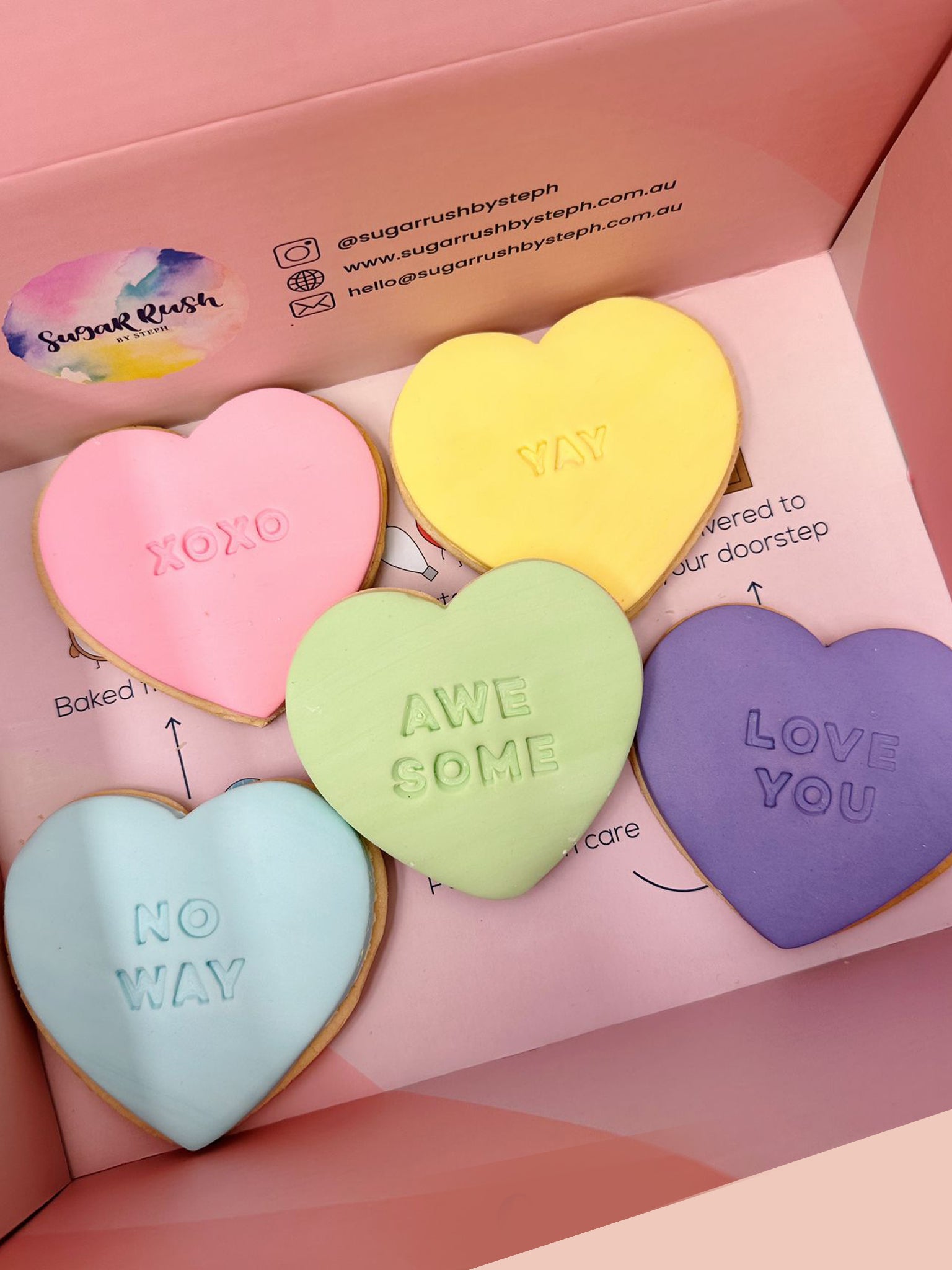 Colorful Candy Hearts Message Valentines Cookies - Sugar Rush by Steph