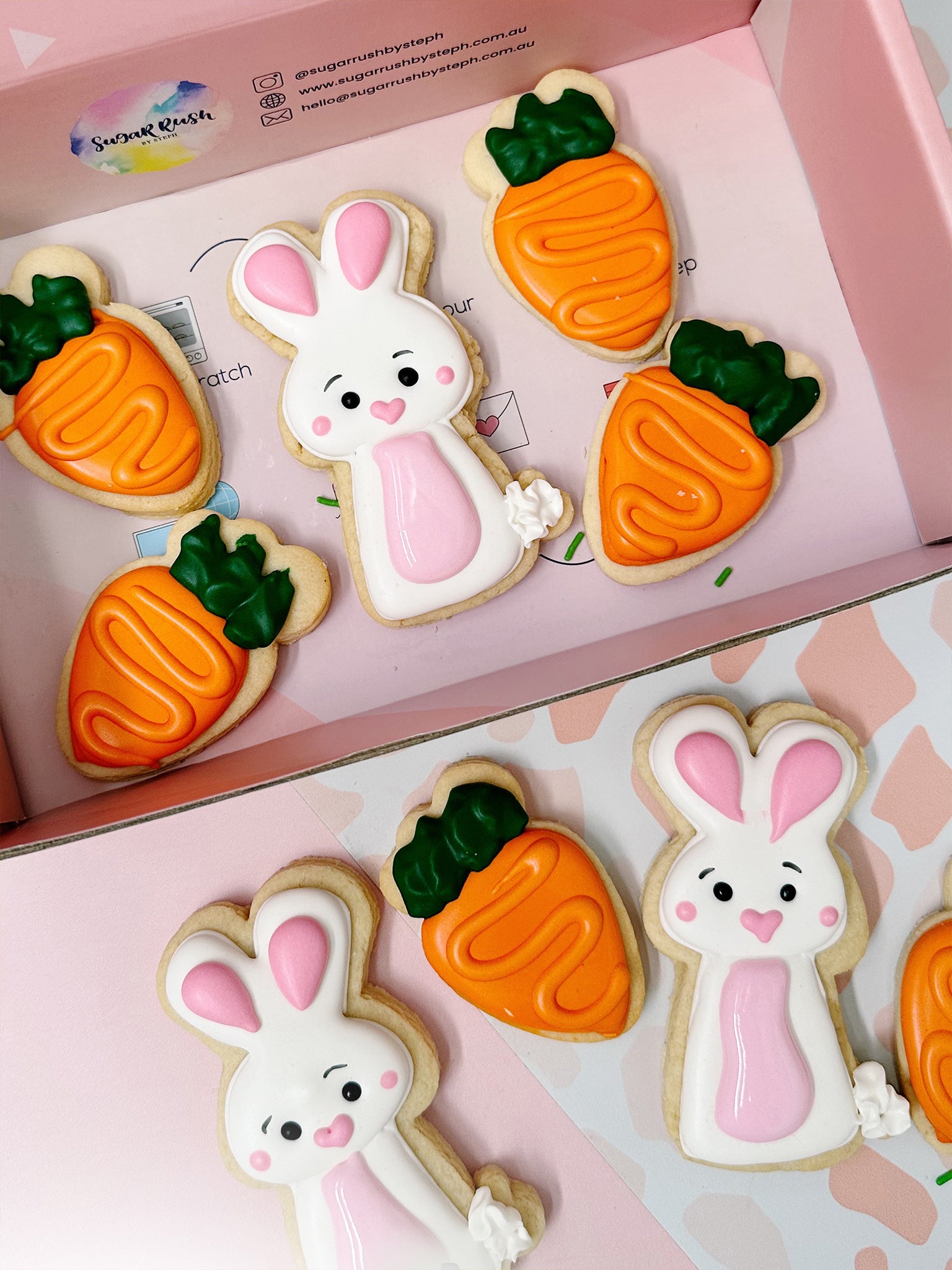 Cute Easter Bunny with Carrots Cookies - Sugar Rush by Steph