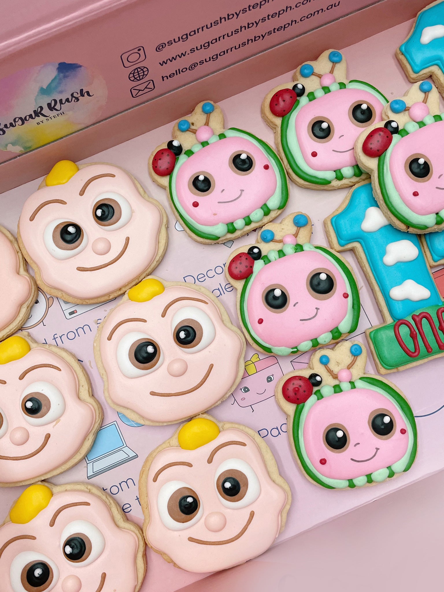 Children's Cartoon Character Cocomelon Cookies - Sugar Rush by Steph