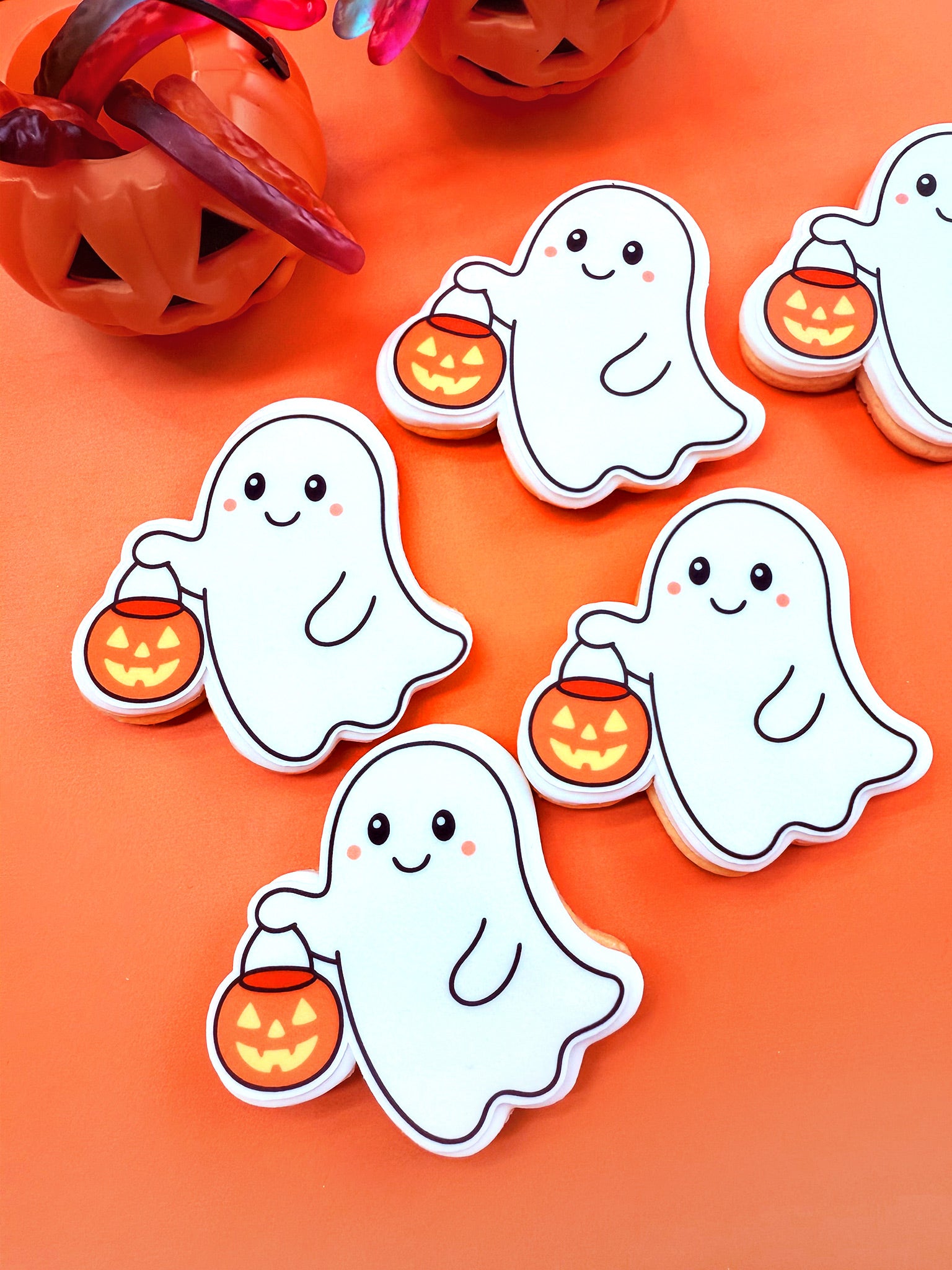 Little Lantern Boo | Cute Halloween Ghost Cookies for Parties | Sugar Rush by Steph Personalised Halloween Biscuit Box Australia-wide Delivery