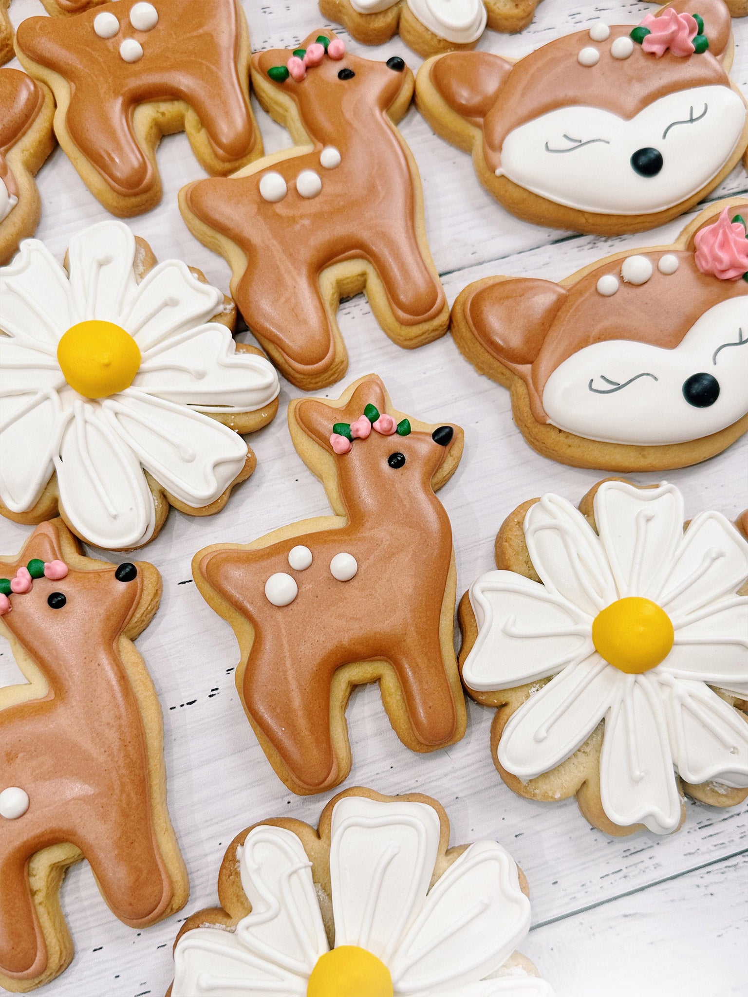 Flower Deer Cookies | Cute Floral Woodland Animal Deer Cookies - Sugar Rush by Steph Cookie Box Delivery Australia Melbourne