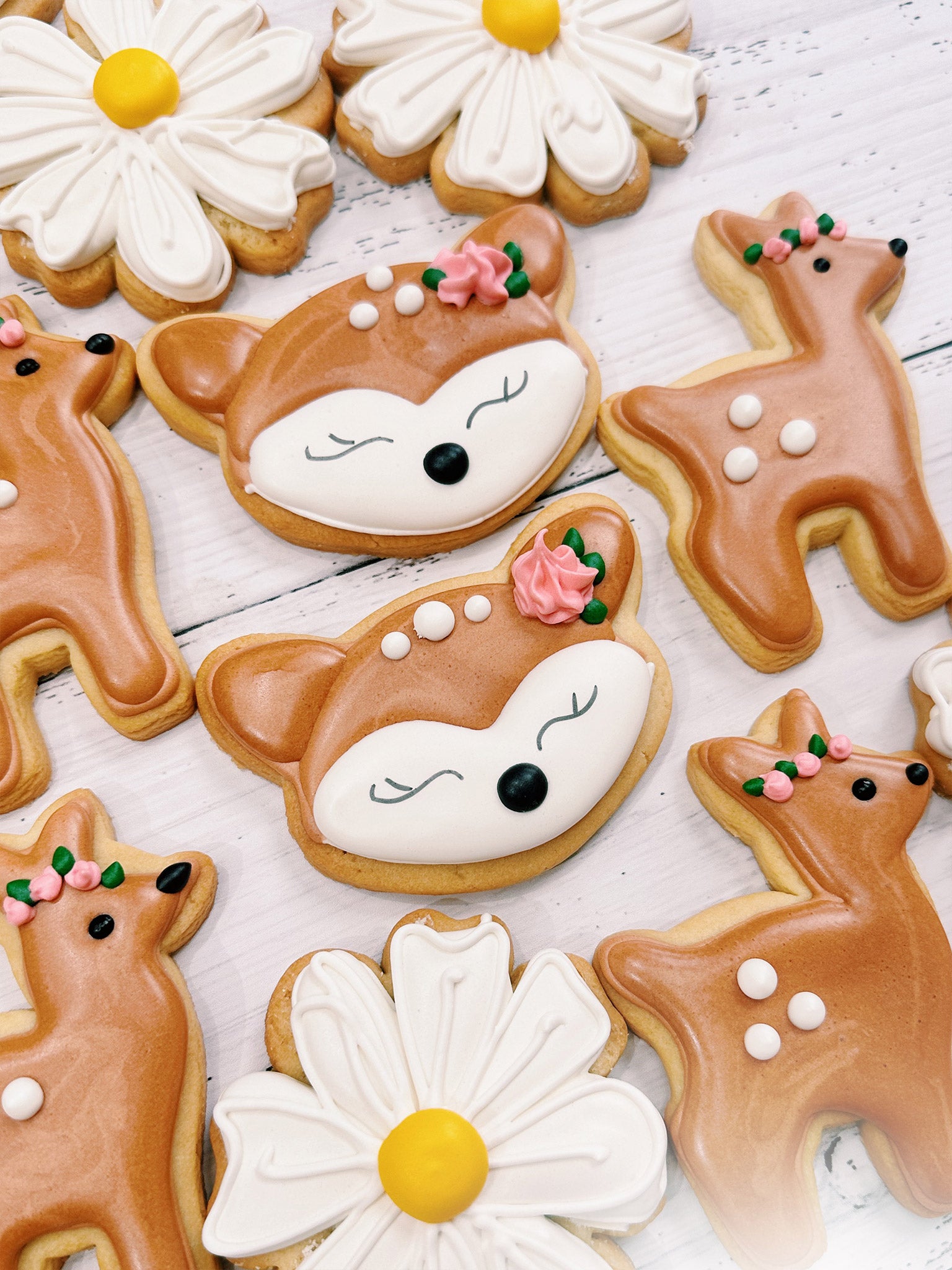 Flower Deer Cookies | Cute Floral Woodland Animal Deer Cookies