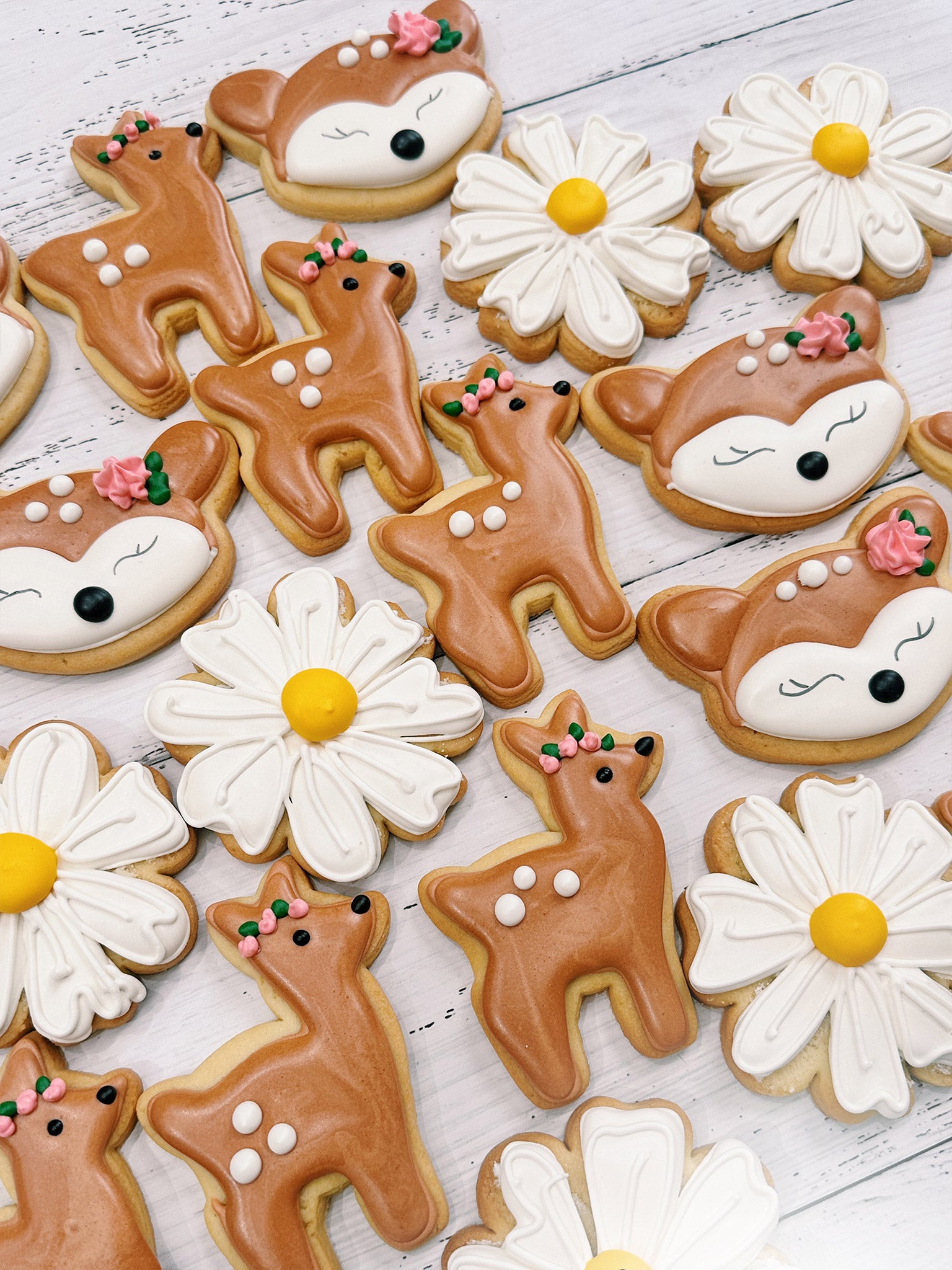 Flower Deer Cookies | Cute Floral Woodland Animal Deer Cookies - Sugar Rush by Steph Cookie Box Delivery Australia Melbourne