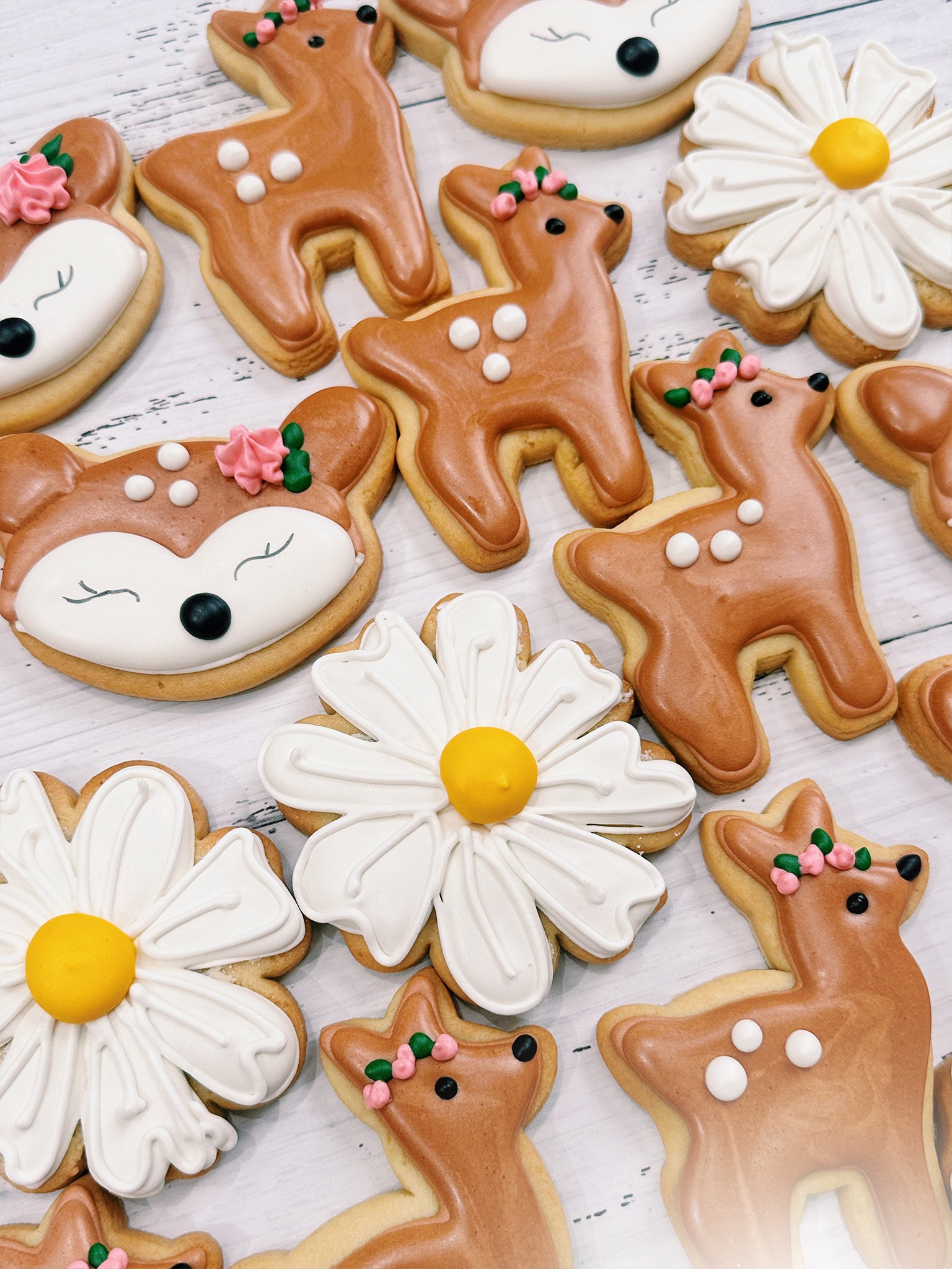 Flower Deer Cookies | Cute Floral Woodland Animal Deer Cookies