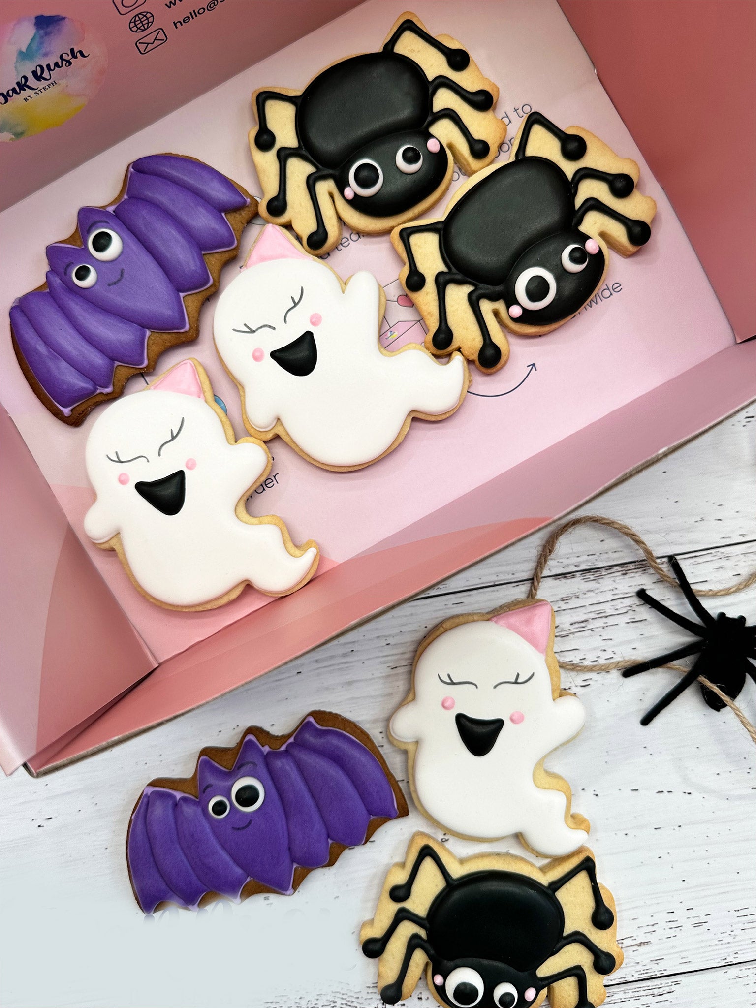 Frightful Friends Spider Bats Ghosts Halloween Cookies - Sugar Rush by Steph