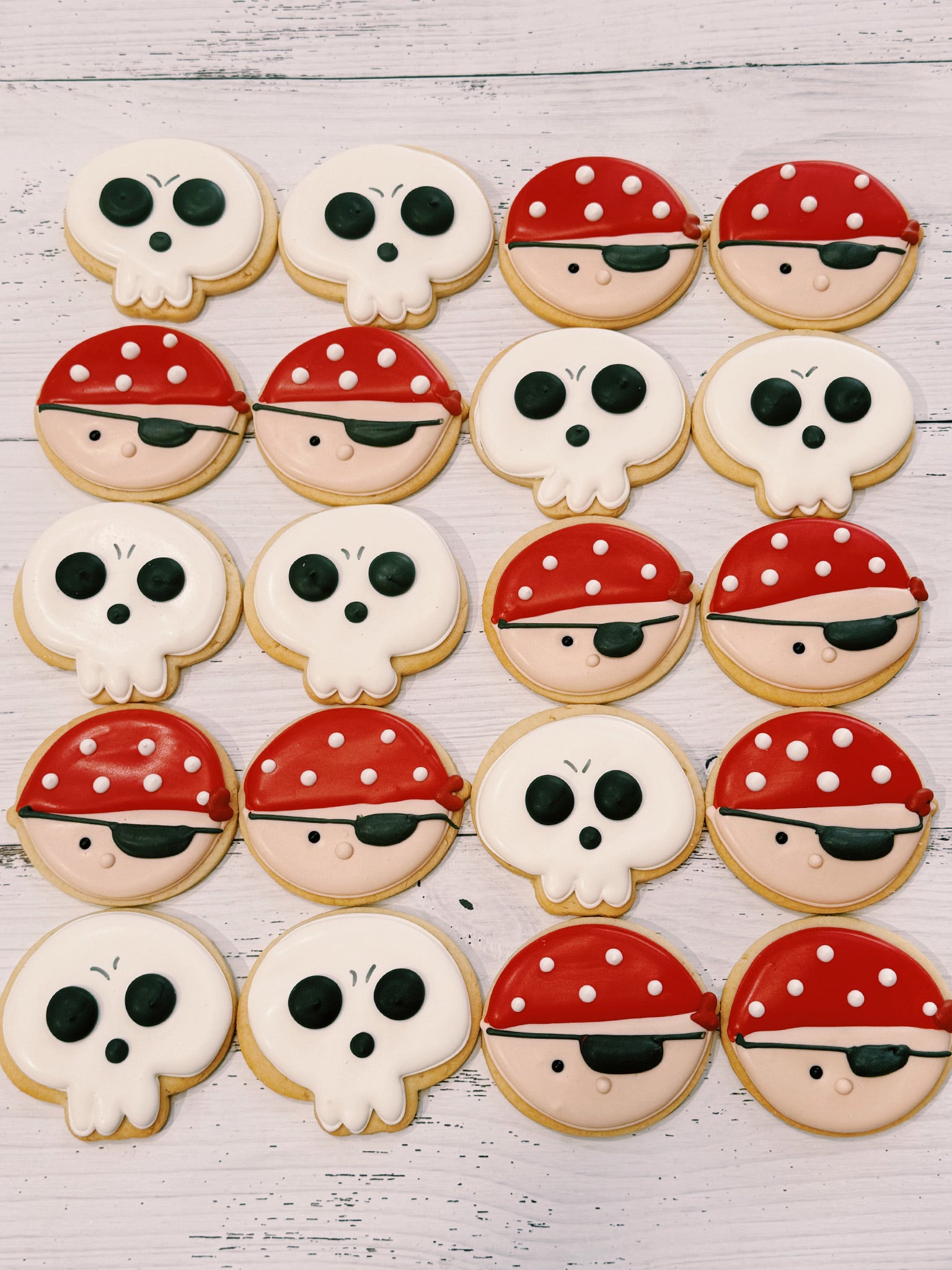 Royal icing pirate cookies and skull cookies in a gift box – fun pirate-themed birthday cookies shipped Australia-wide | Sugar Rush by Steph Cookie Box
