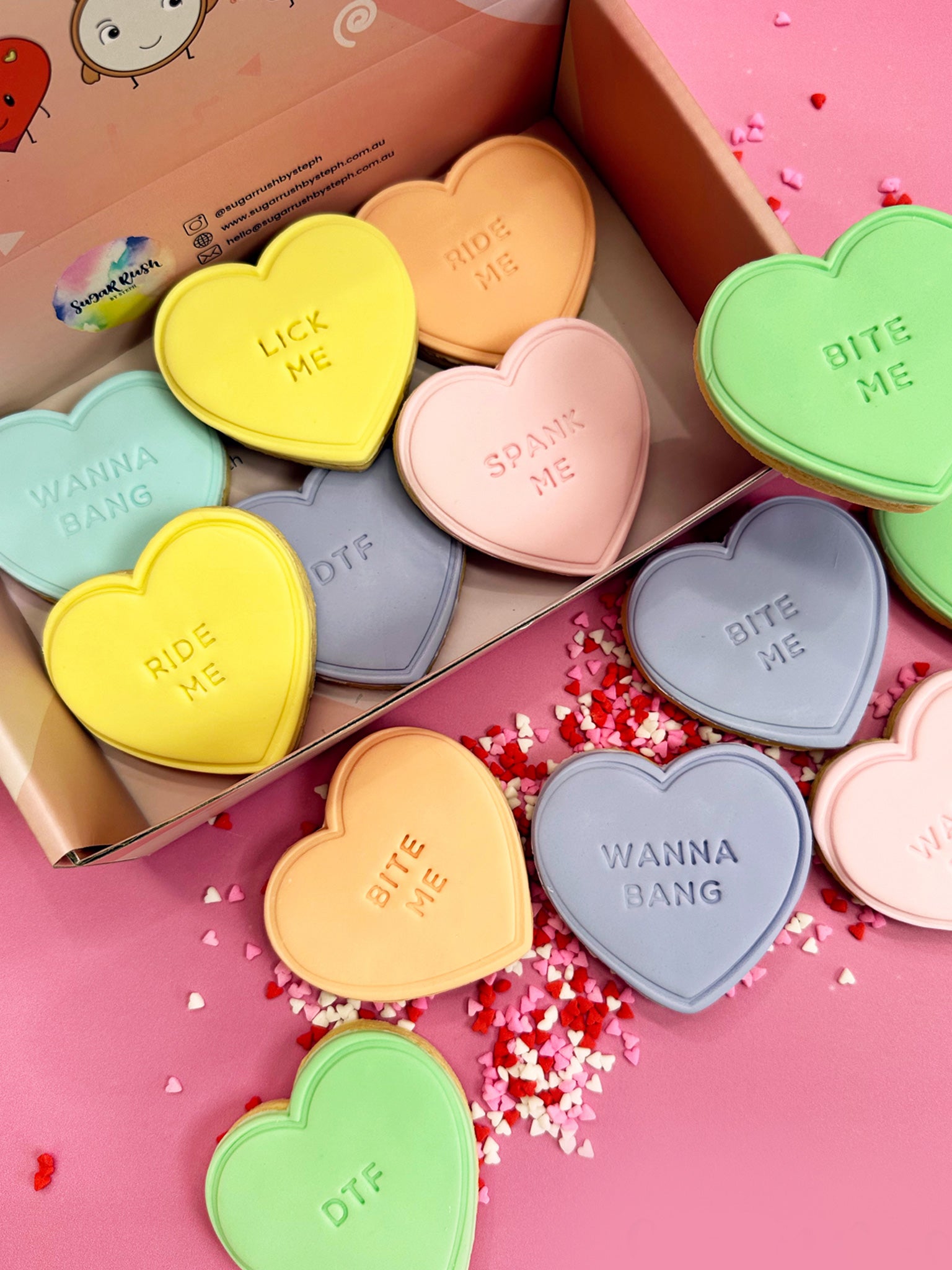 Cheeky Valentine's Candy Hearts | Sexy Gift Box Cookies for V-Day, Order Online Australia-wide - Sugar Rush by Steph
