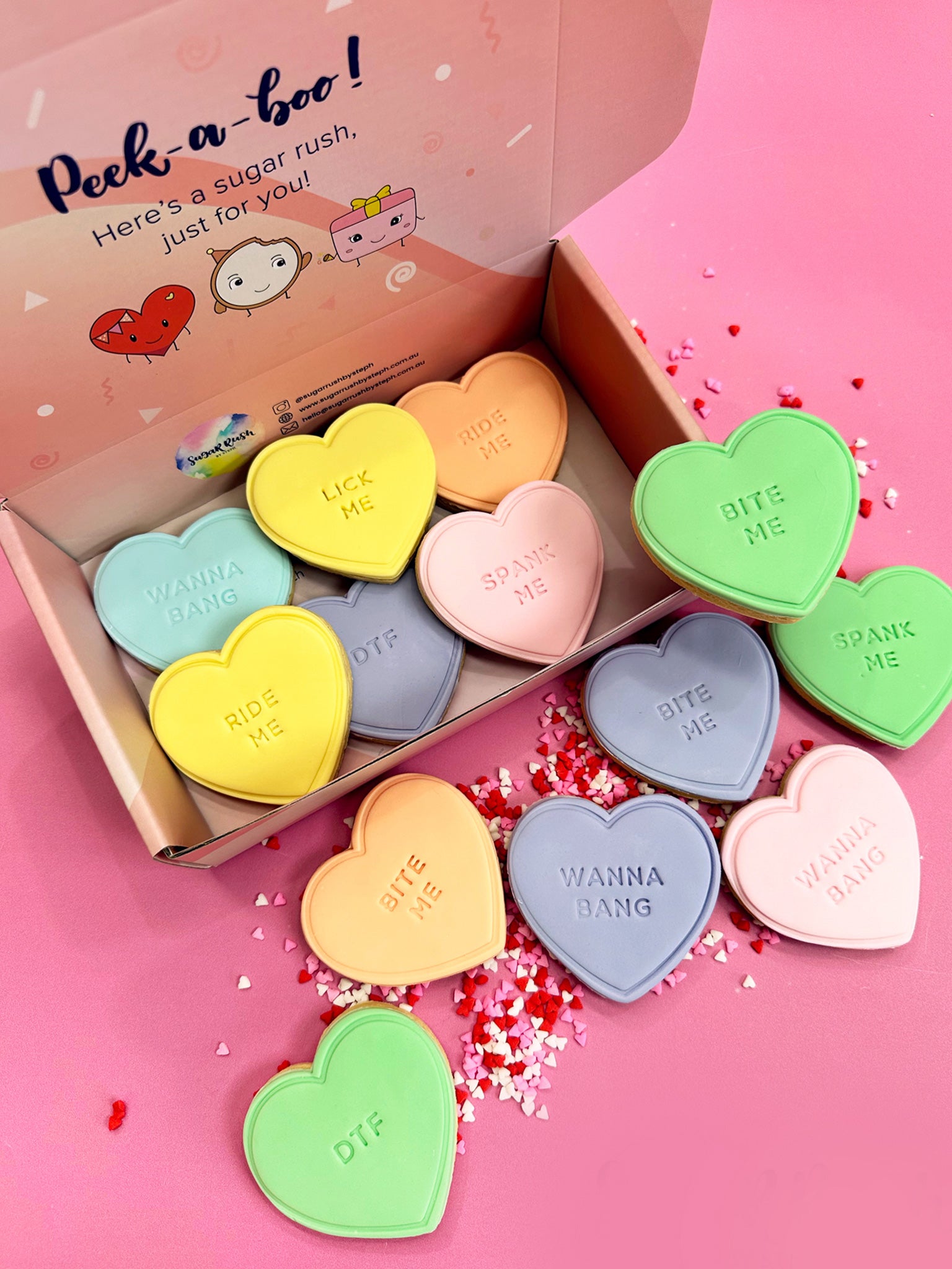 Cheeky Valentine's Candy Hearts | Sexy Gift Box Cookies for V-Day, Order Online Australia-wide - Sugar Rush by Steph