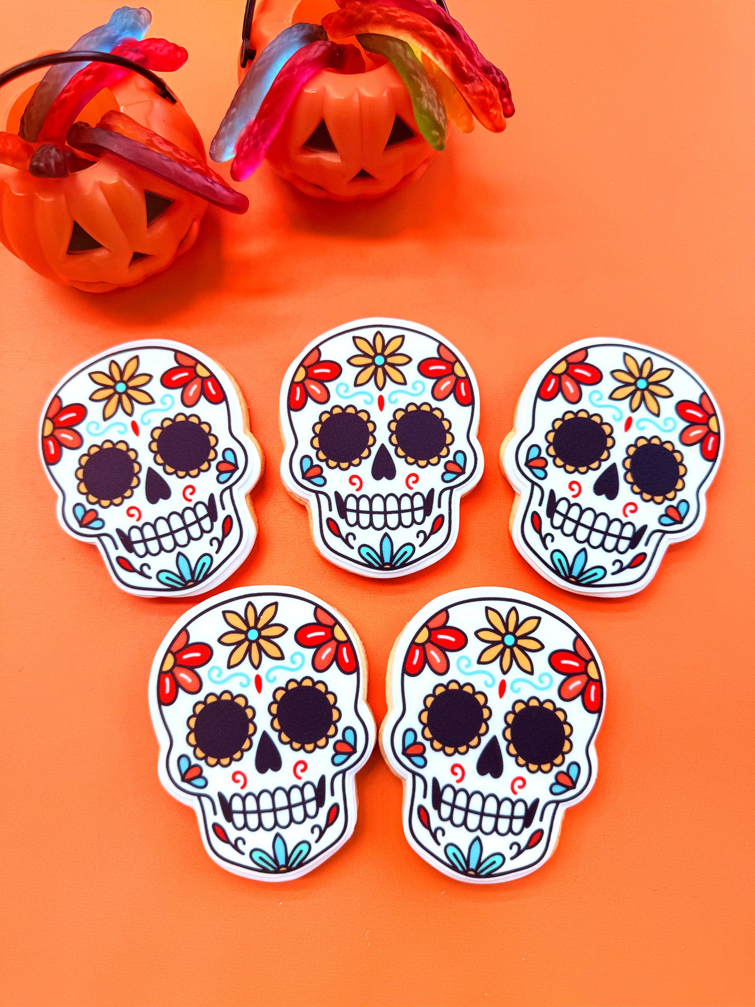 Day of the Dead Cookies | Colourful Festive Halloween Skull Cookies - Sugar Rush by Steph Custom Personalised Halloween Cookie Box Event Delivery Australia-wide