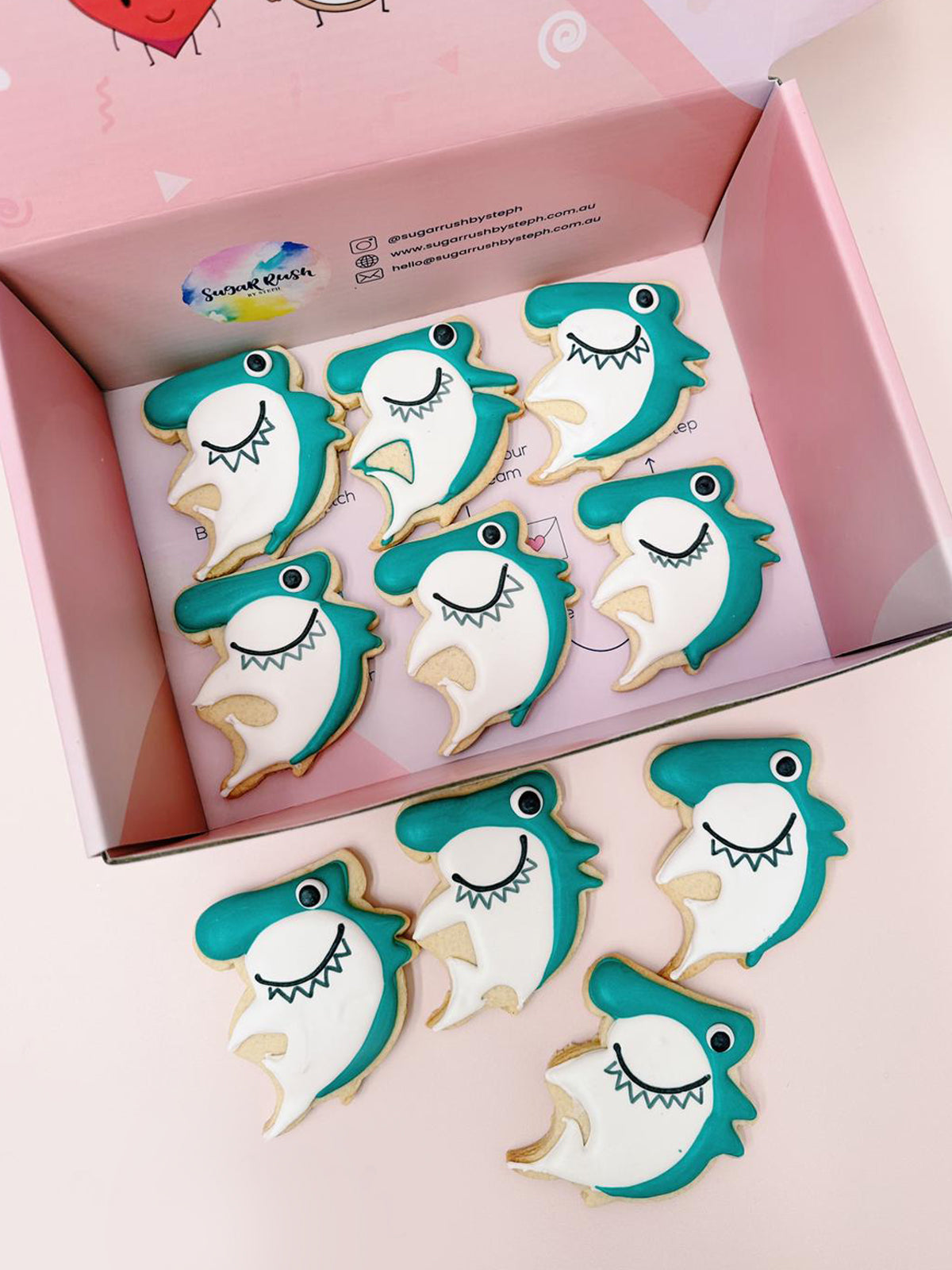 Hammerhead Shark | Ocean Party Theme Shark Cookies - Sugar Rush by Steph