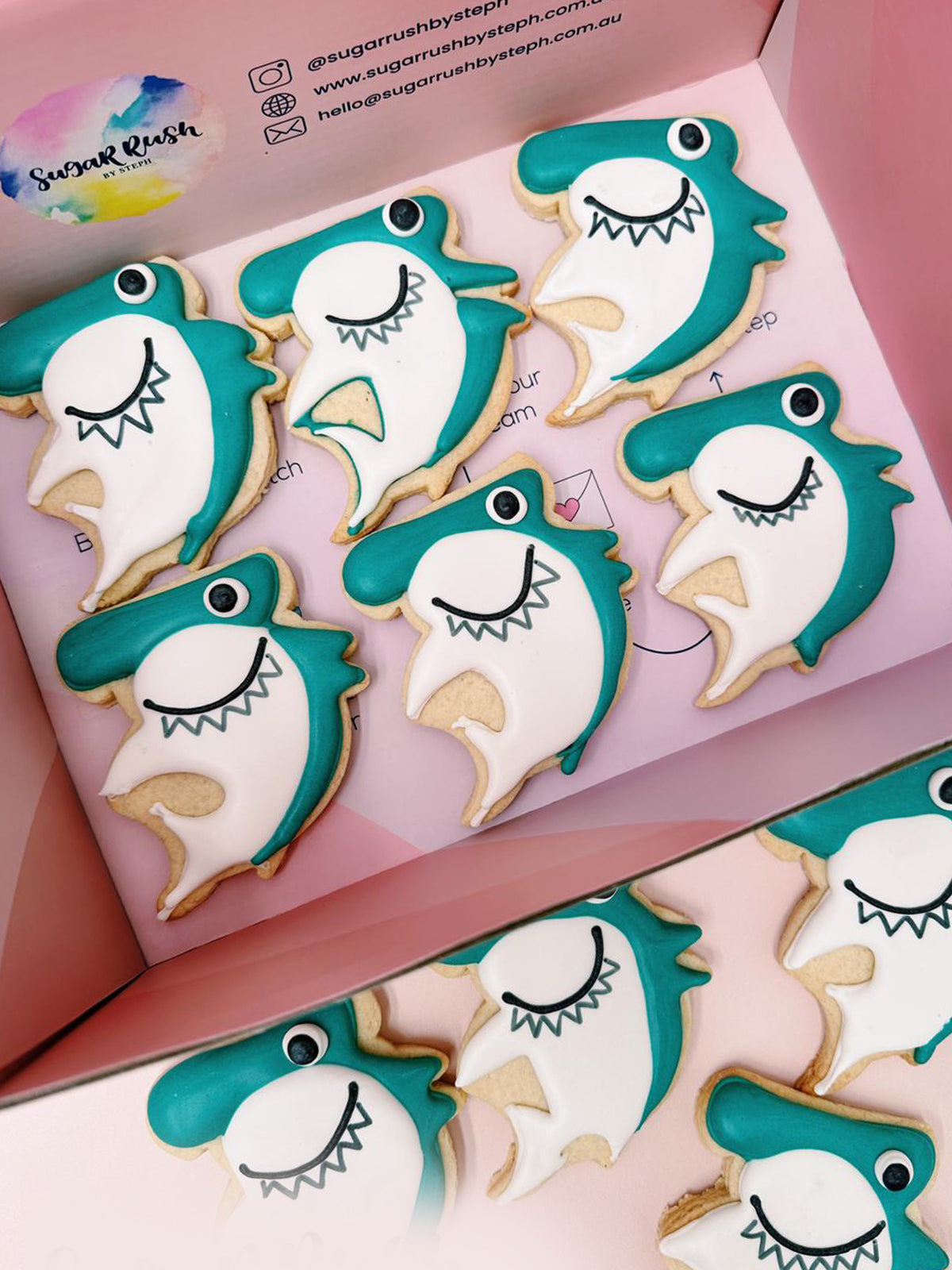 Hammerhead Shark | Ocean Party Theme Shark Cookies - Sugar Rush by Steph