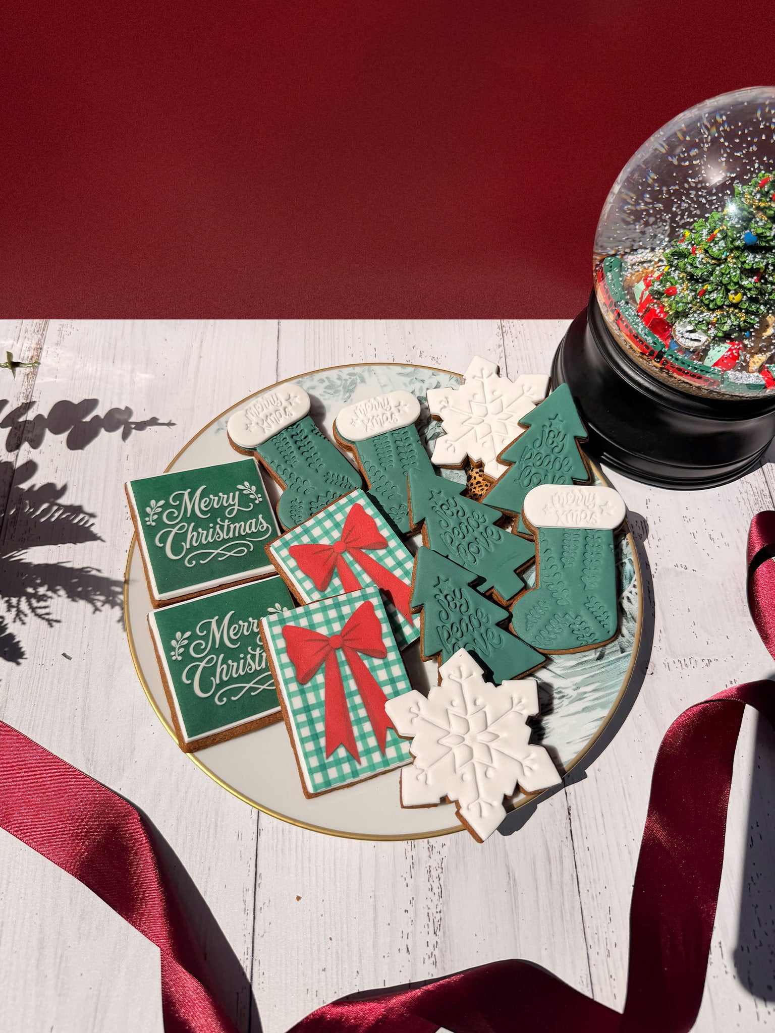 Deck the Halls Christmas Cookies | Elegant Festive Custom Biscuit Box - Sugar Rush by Steph Xmas Cookie Gift Box Delivery Australia