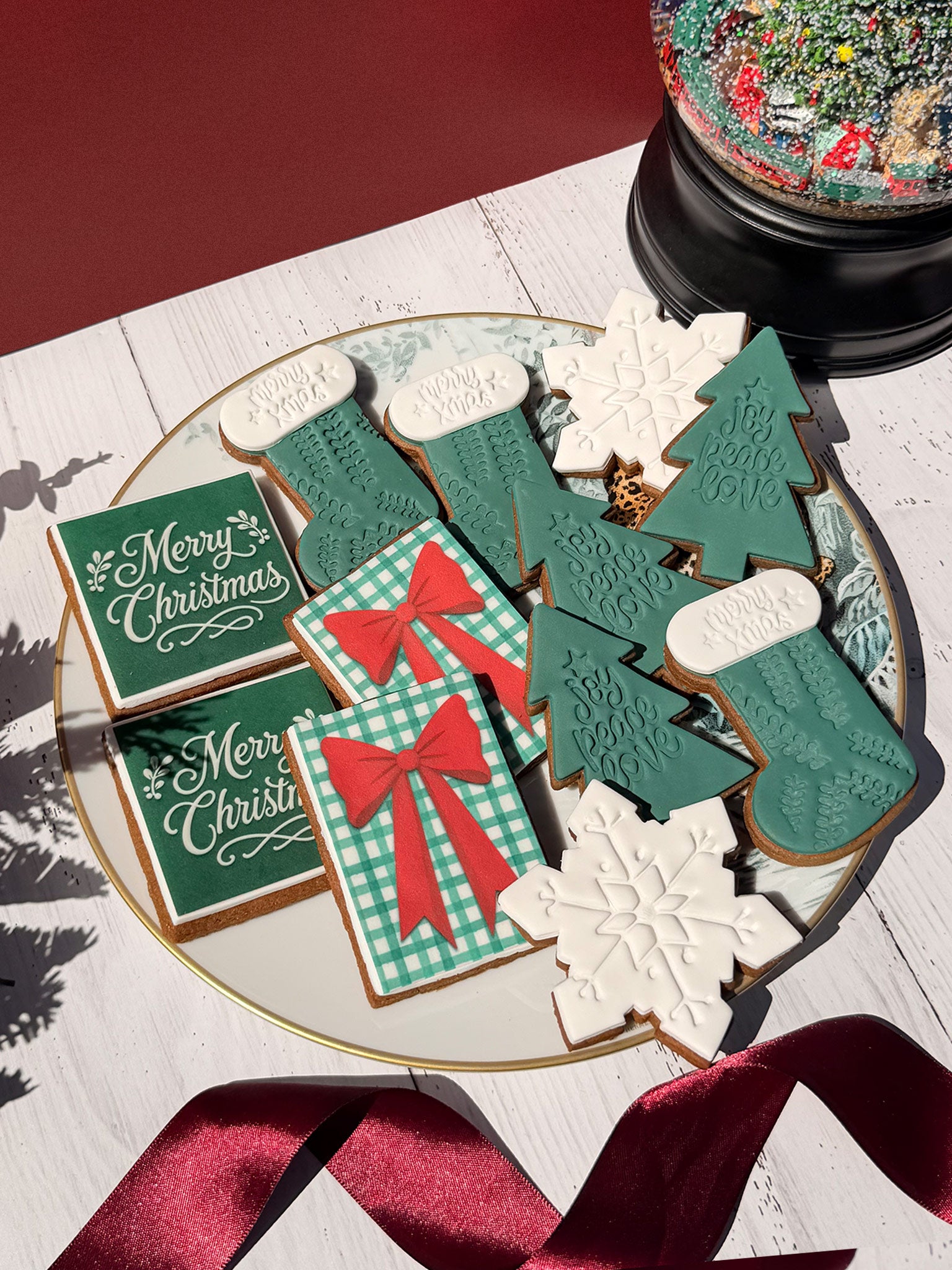 Deck the Halls Christmas Cookies | Elegant Festive Custom Biscuit Box - Sugar Rush by Steph Xmas Cookie Gift Box Delivery Australia