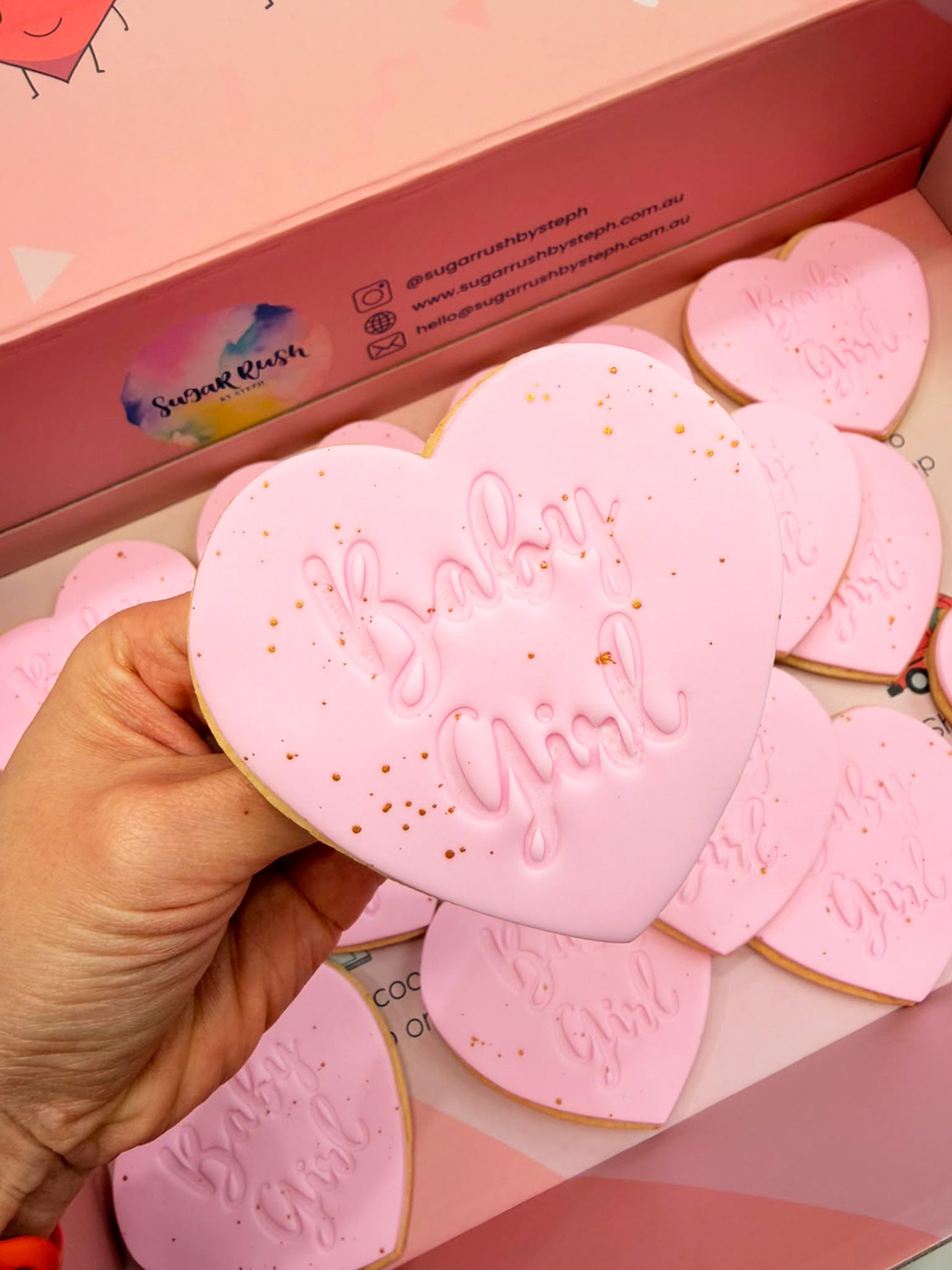 Baby Girl & Baby Boy Cookies | Heart Shaped Pink & Blue Baby Shower Cookies
