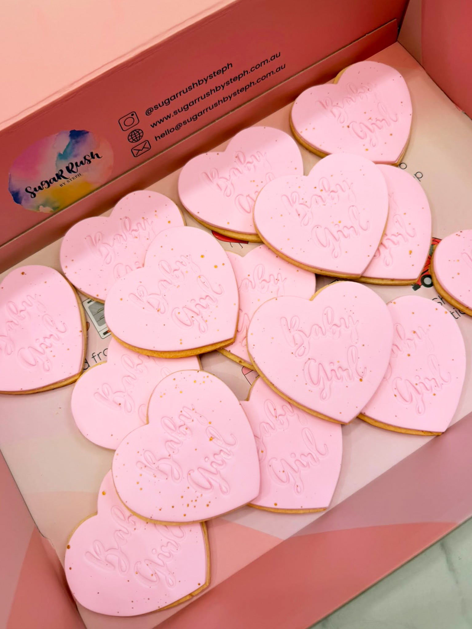 Baby Girl & Baby Boy Cookies | Heart Shaped Pink & Blue Baby Shower Cookies