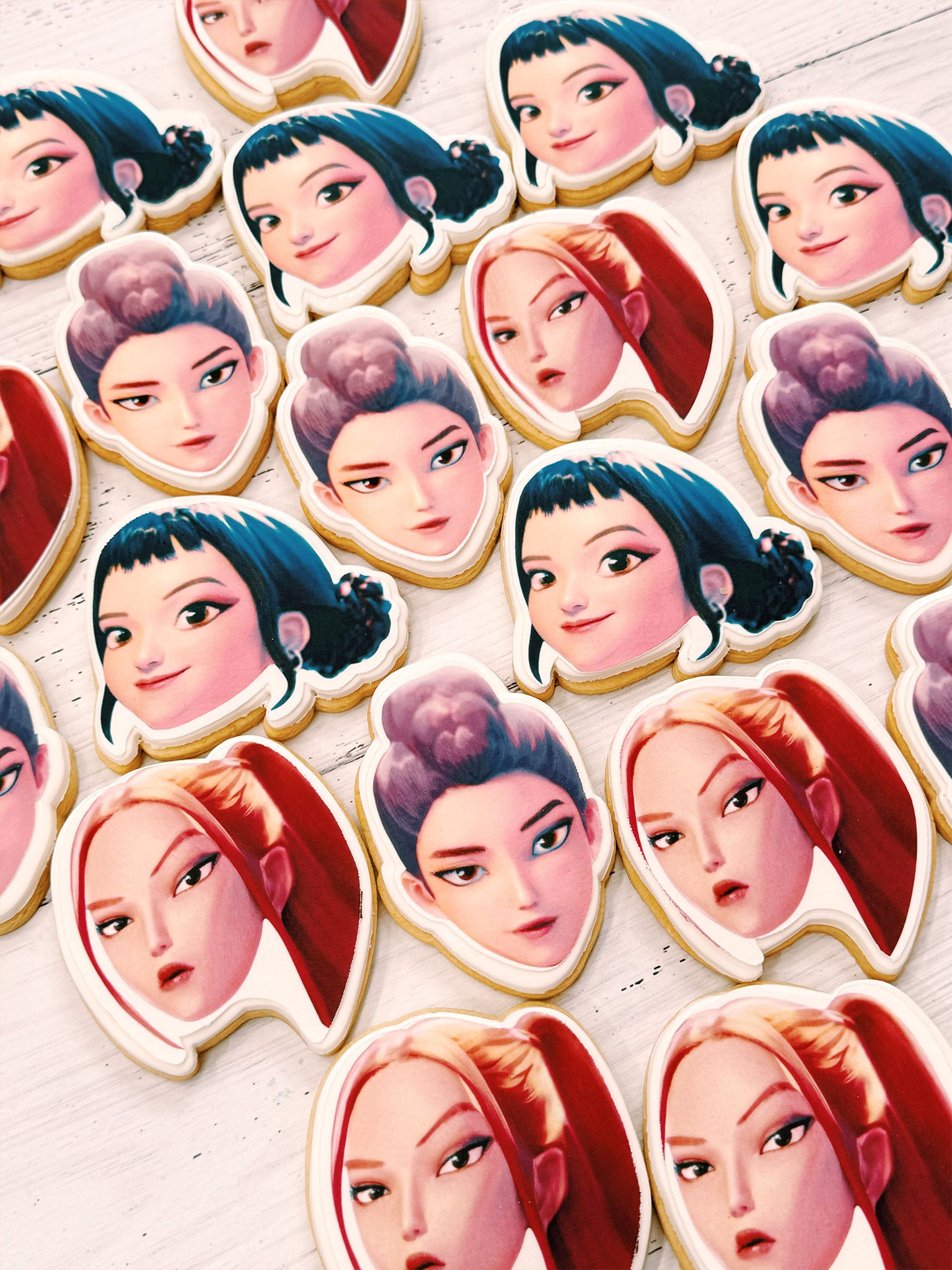 K-Pop Demon Hunters Cookies | Custom Shape Cartoon Biscuits Australia - Best Anime Kpop Custom Shape Cookie Box In Melbourne Australia
