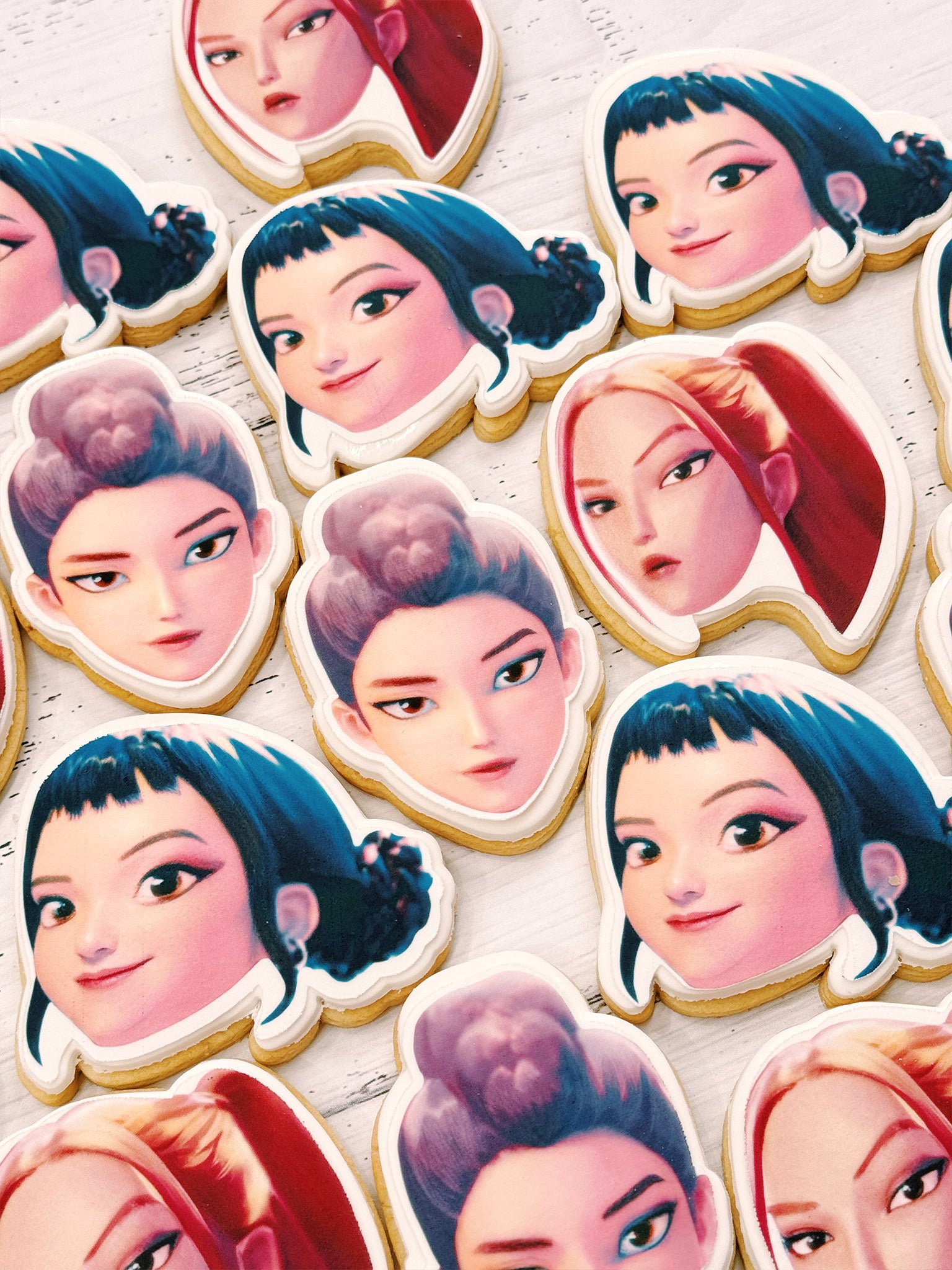 K-Pop Demon Hunters Cookies | Custom Shape Cartoon Biscuits Australia - Best Anime Kpop Custom Shape Cookie Box In Melbourne Australia