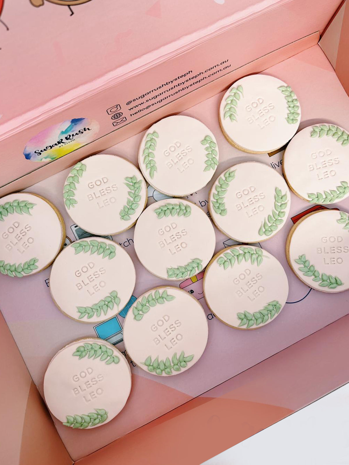 Leafy Laurels | Nature Aesthetic Personalised Cookies for Events - Sugar Rush by Steph