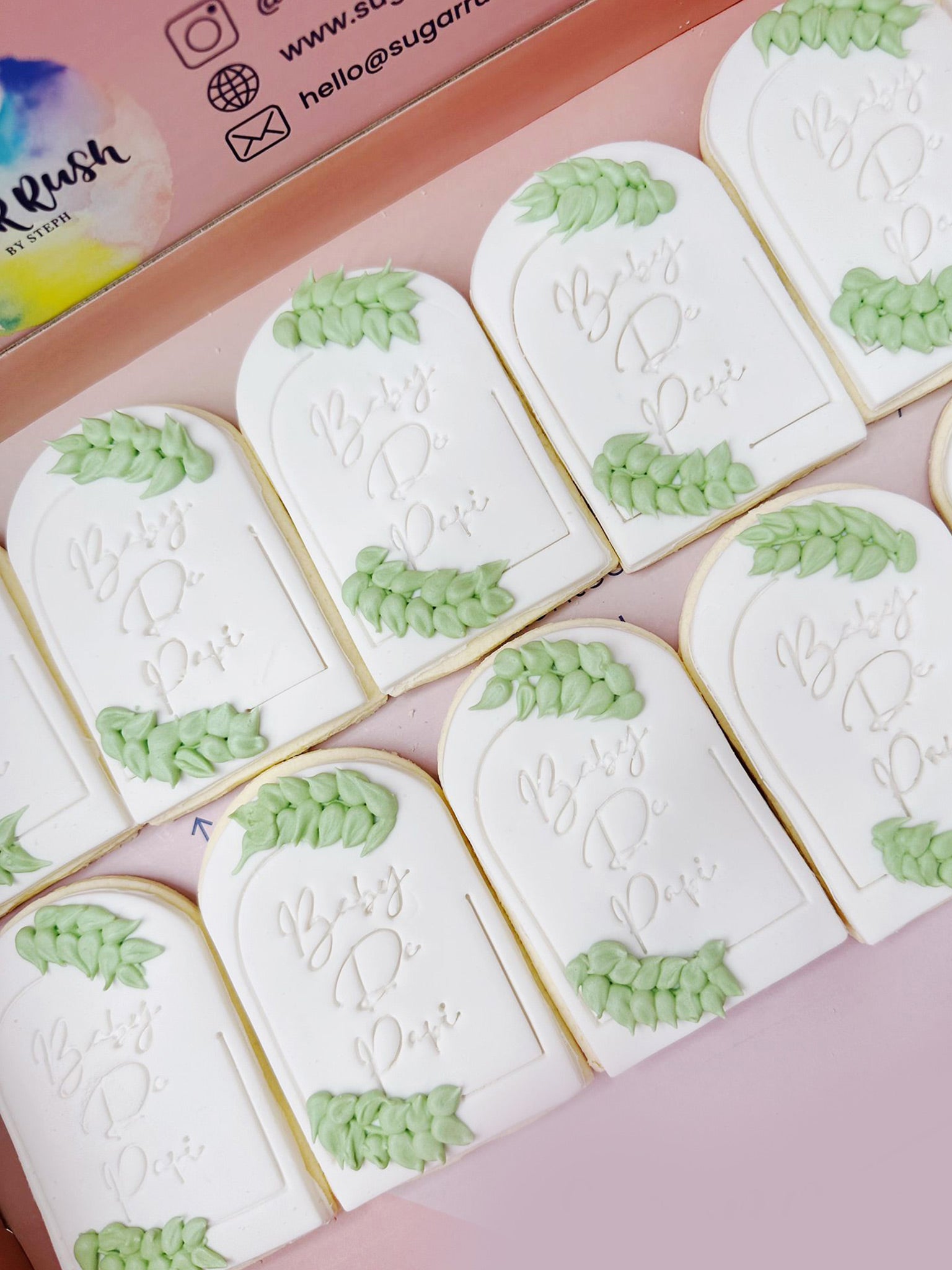 Leafy Plaque | Customised Rustic Cookies for Wedding Events - Sugar Rush by Steph