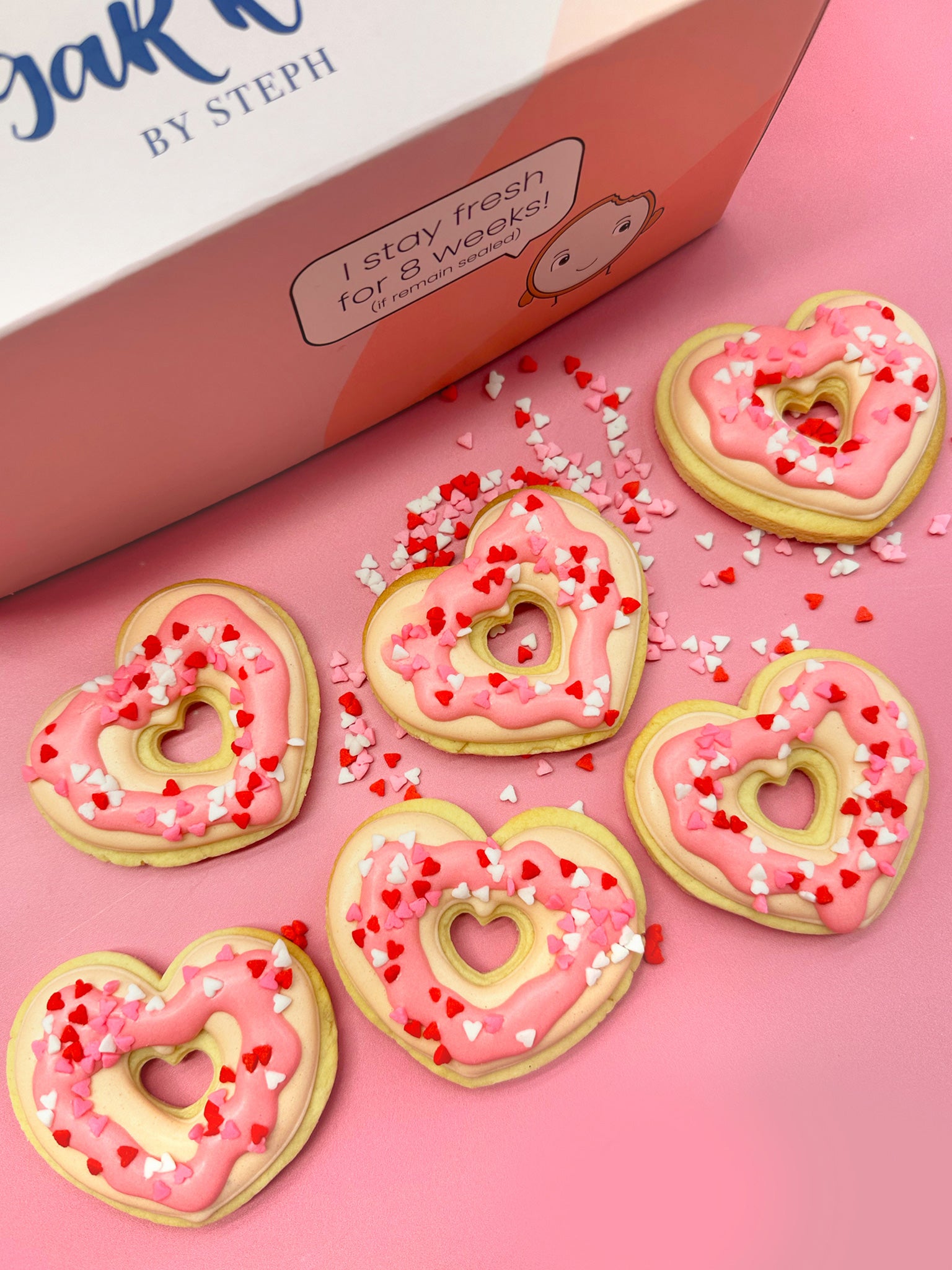 Lovely Doughnuts | Love Heart Shape Valentine's Gift Cookie Box, Order Cookies Online Australia - Sugar Rush by Steph