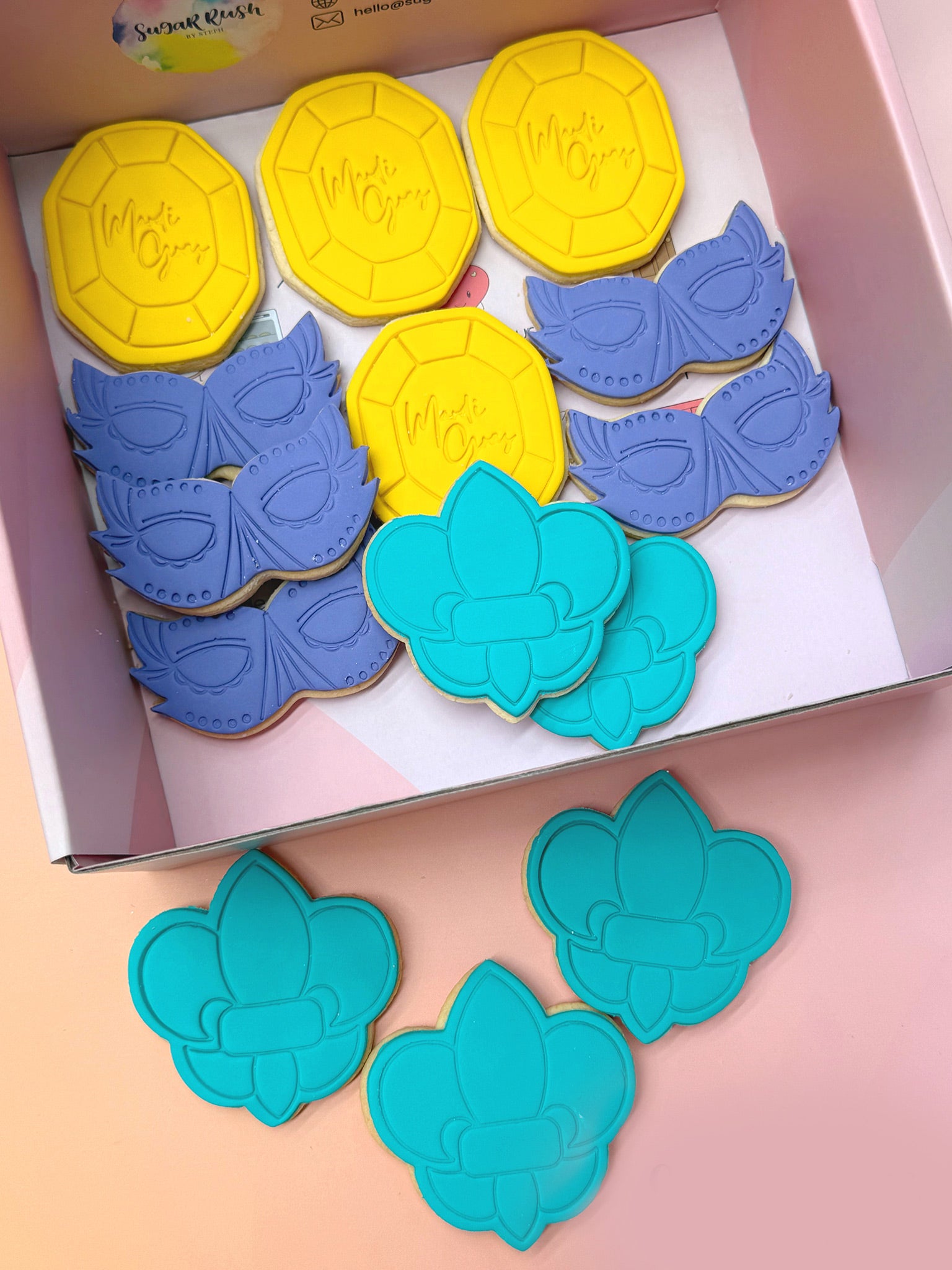 Mardis Gras Cookies 2025 | Festive Carnival Cookies For Parades Australia - Sugar Rush by Steph Cookie Box Delivery Mardis Gras Gifts Australia