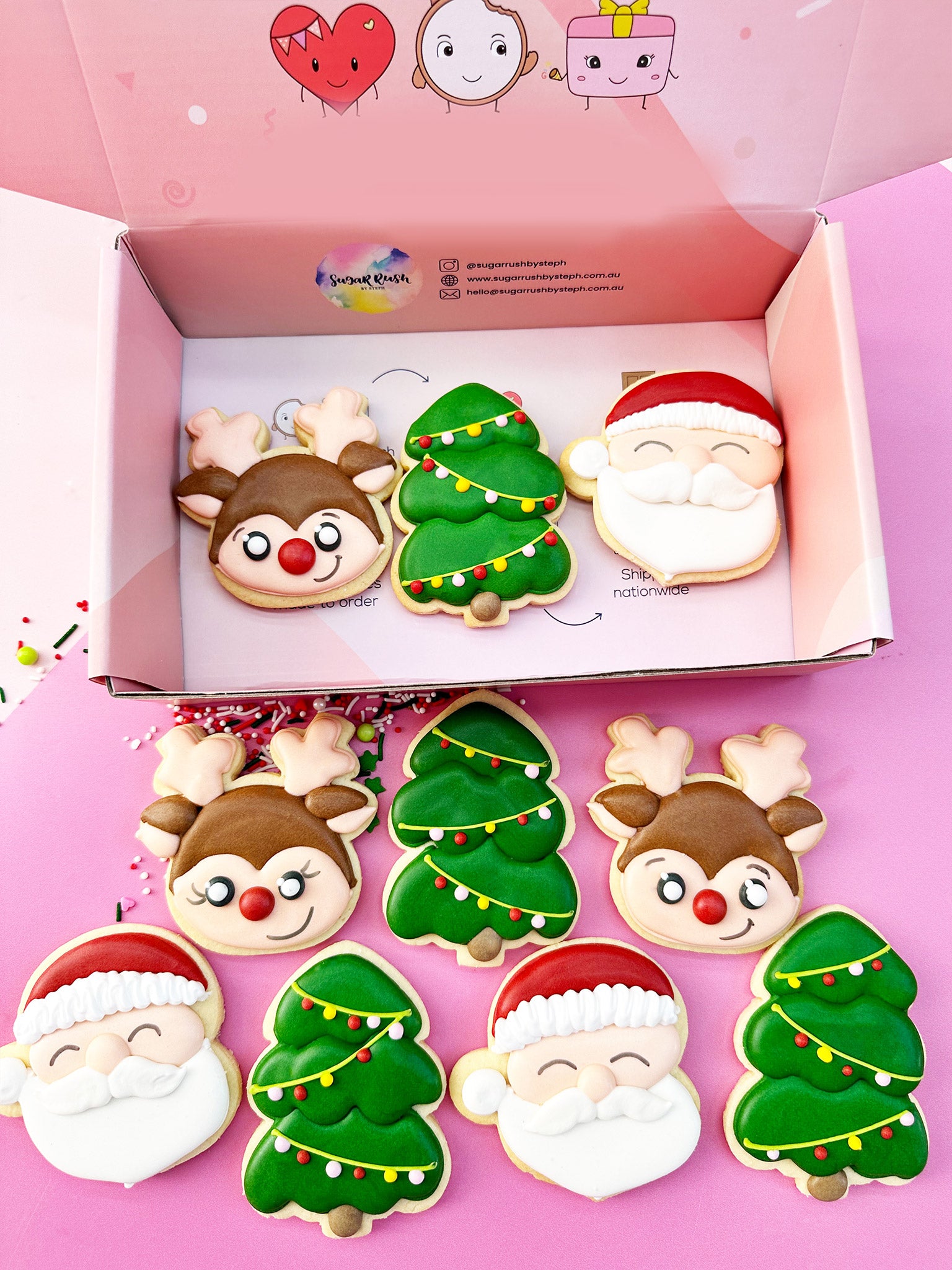 Santa's Little Bites | Cute Custom Royal Icing Cookies for Xmas - Sugar Rush by Steph