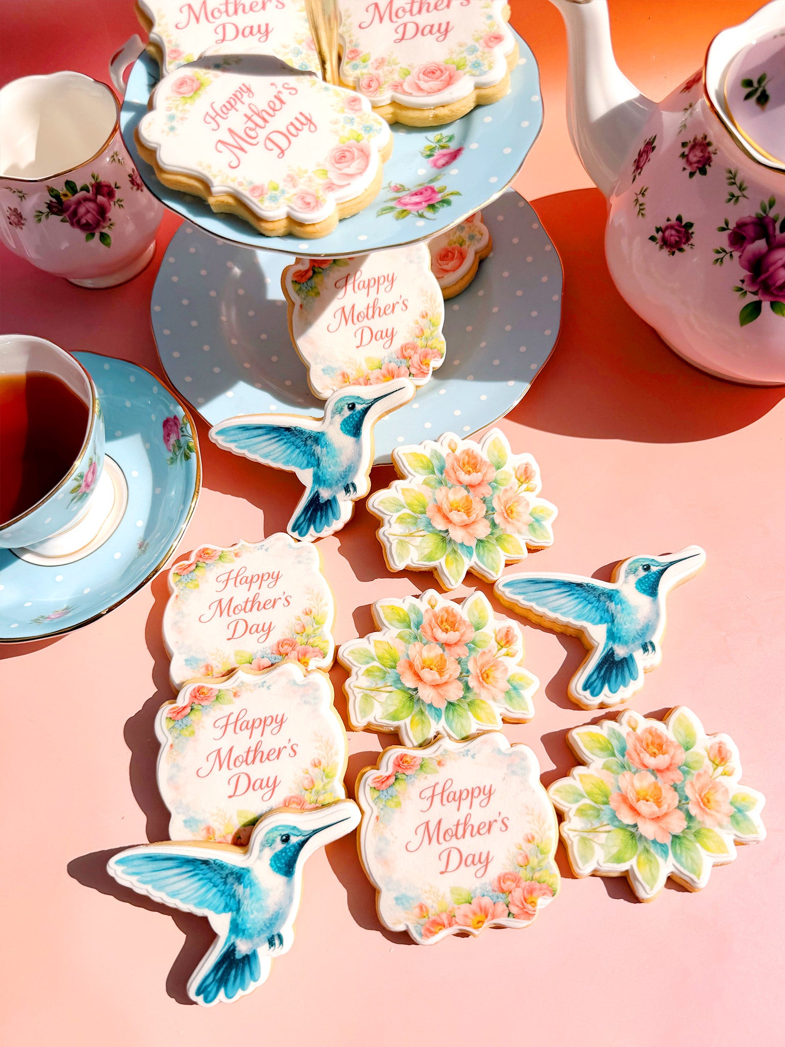 Hummingbird Cookies Mother's Day Elegant Hummingbird Cookies | Buy Custom Cookies For Mum