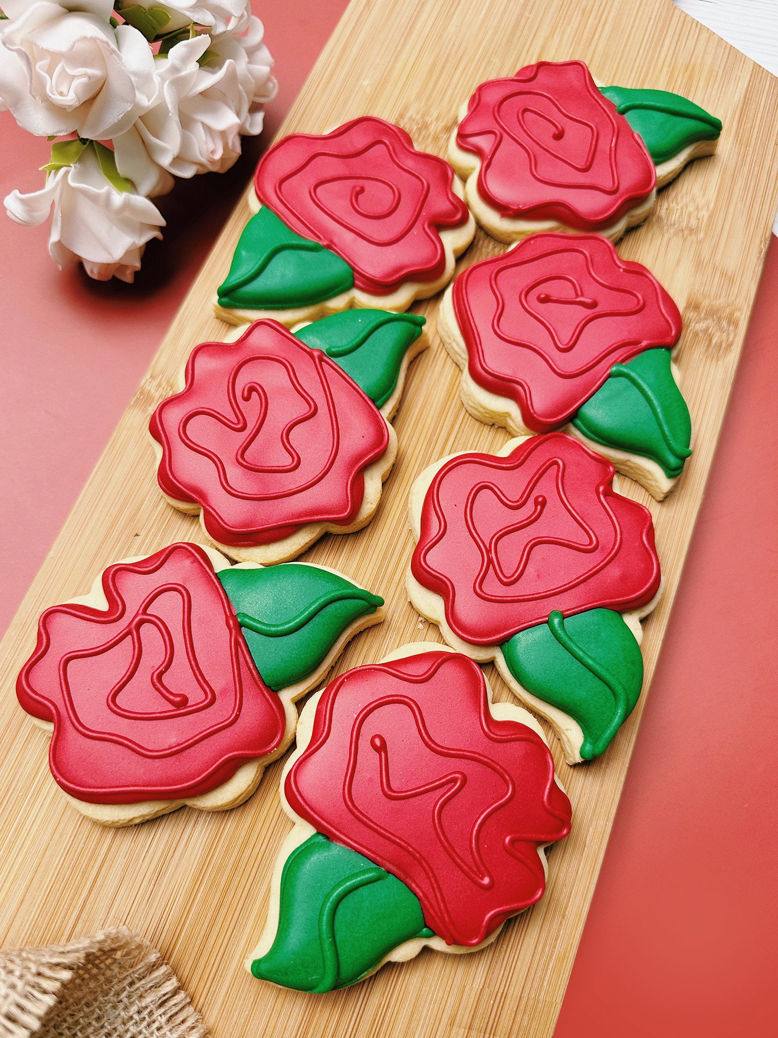 Mum's Rose Garden | Red Rose Mother's Day Cookies 2024 - Sugar Rush by Steph Cookie Delivery Australia