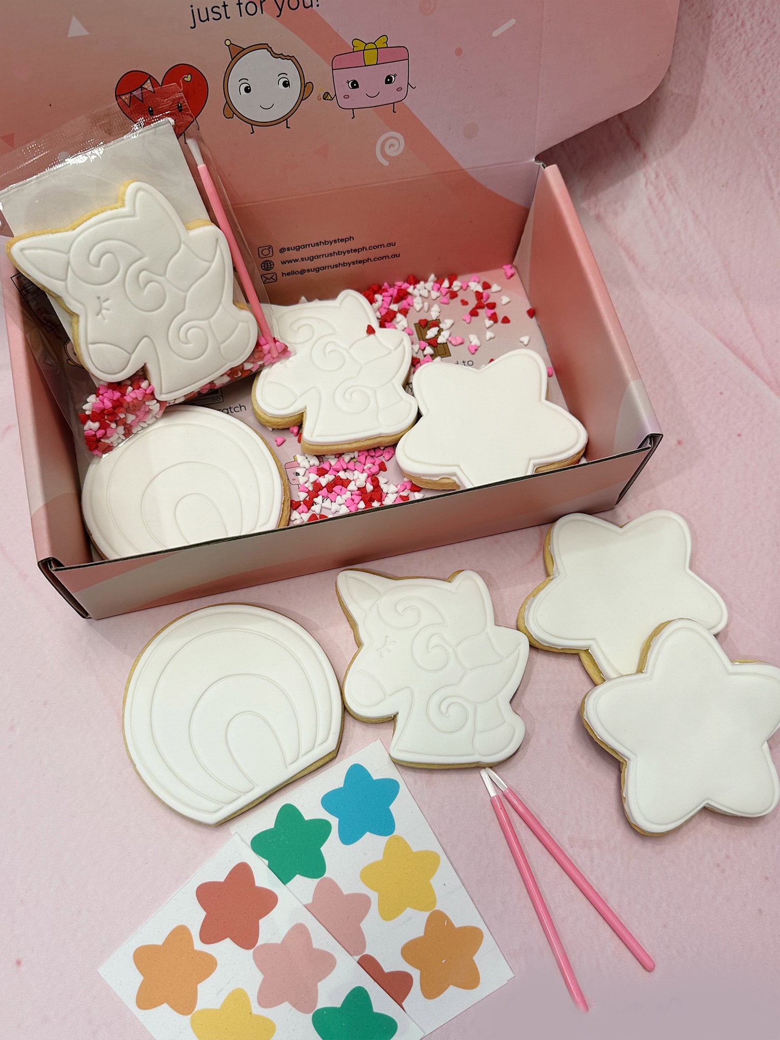 Paint Your Own Unicorn Cookies | Princess Cookies For Birthdays - Sugar Rush by Steph Cookie Box Australia Delivery