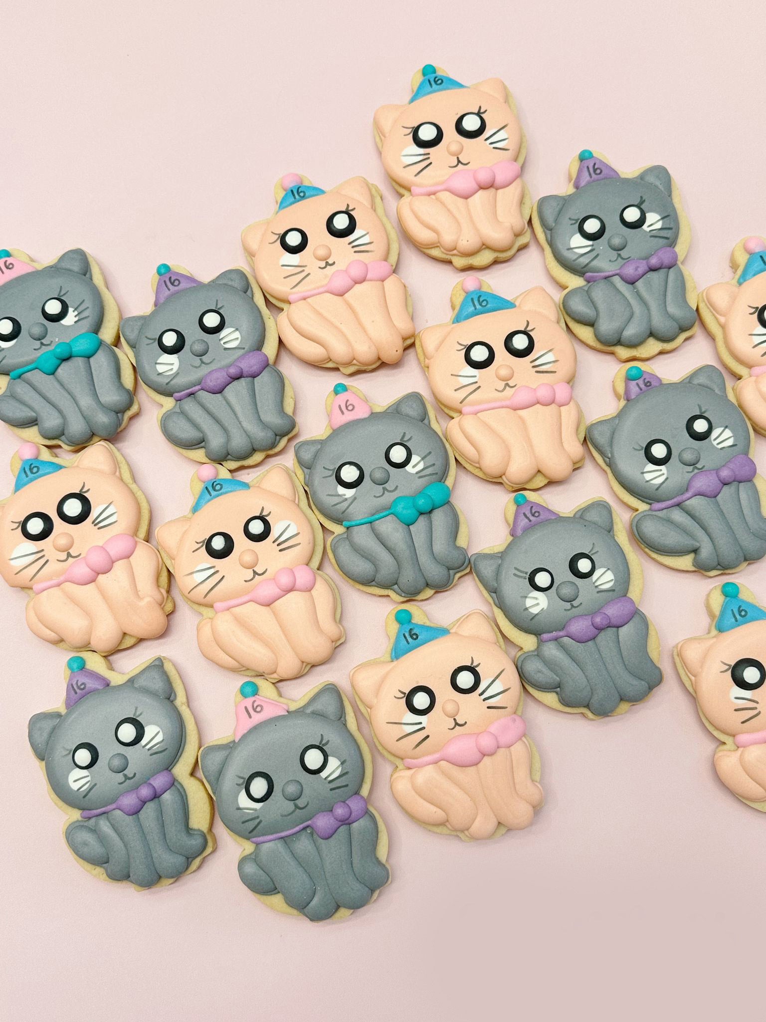 Party Cats | Cute Sweet Personalised Biscuits for Birthday Events - Sugar Rush by Steph