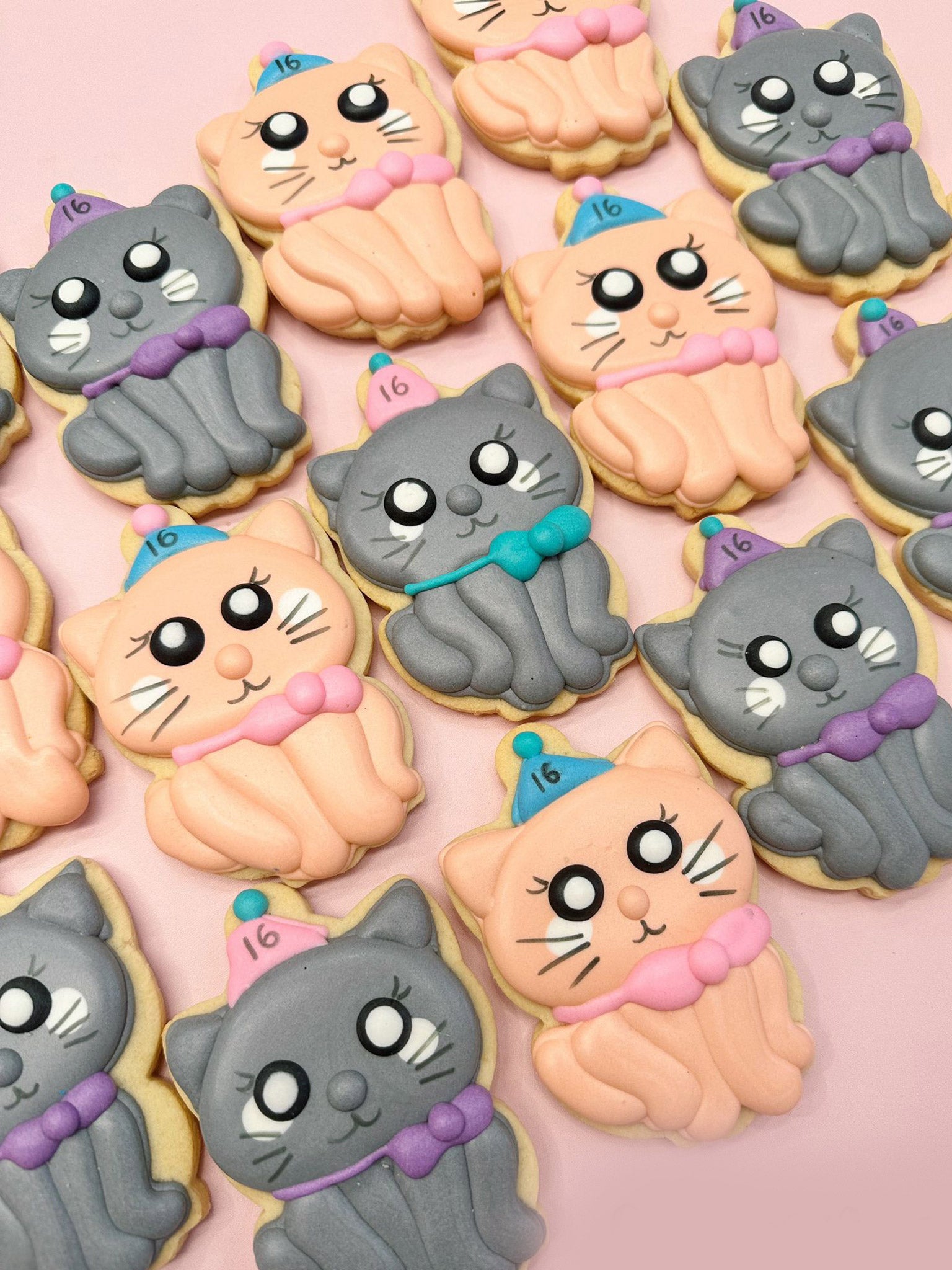 Party Cats | Cute Sweet Personalised Biscuits for Birthday Events - Sugar Rush by Steph