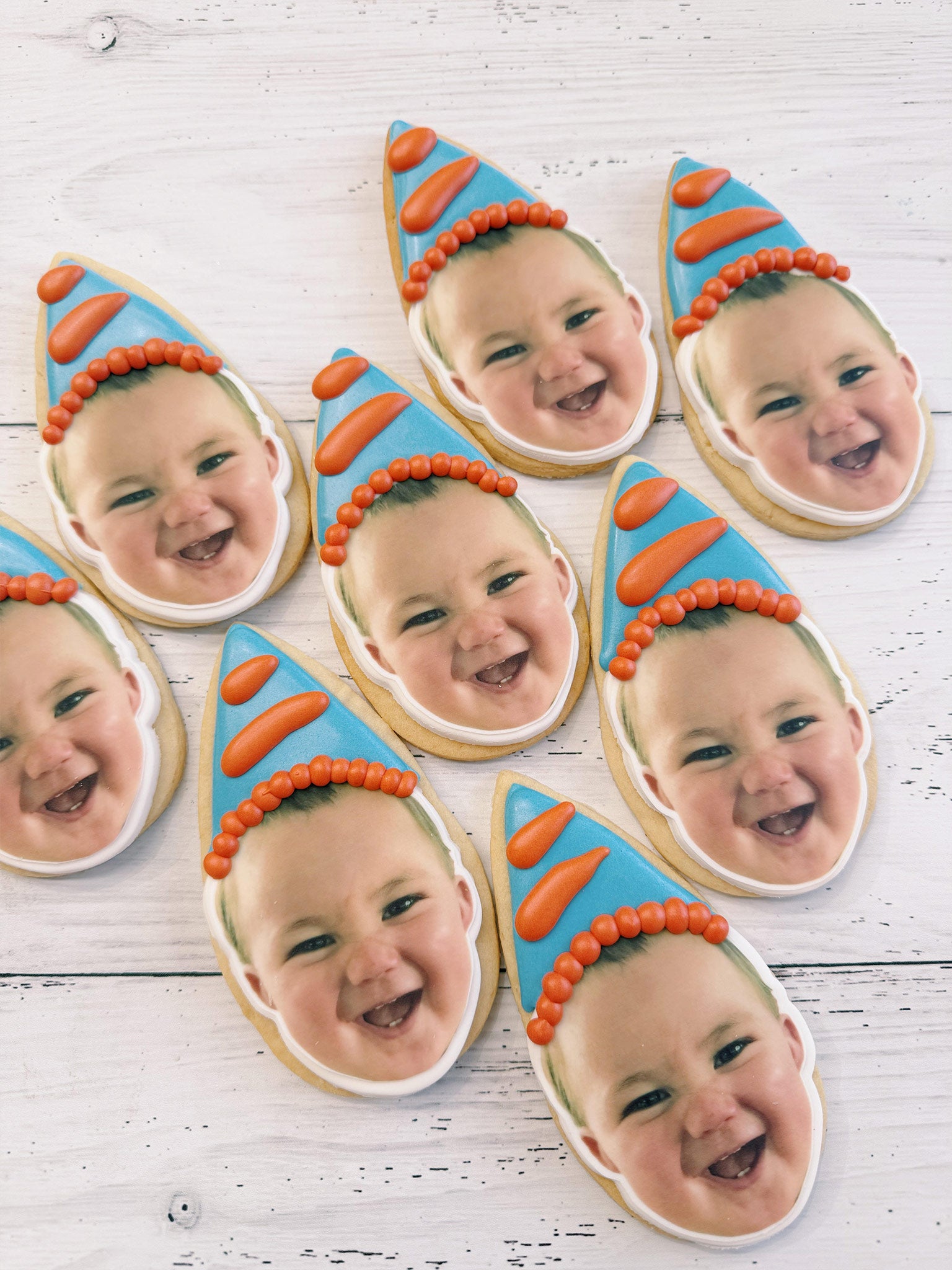 Personalised Birthday Hat Face Cookies | Buy Custom Cookies With Faces