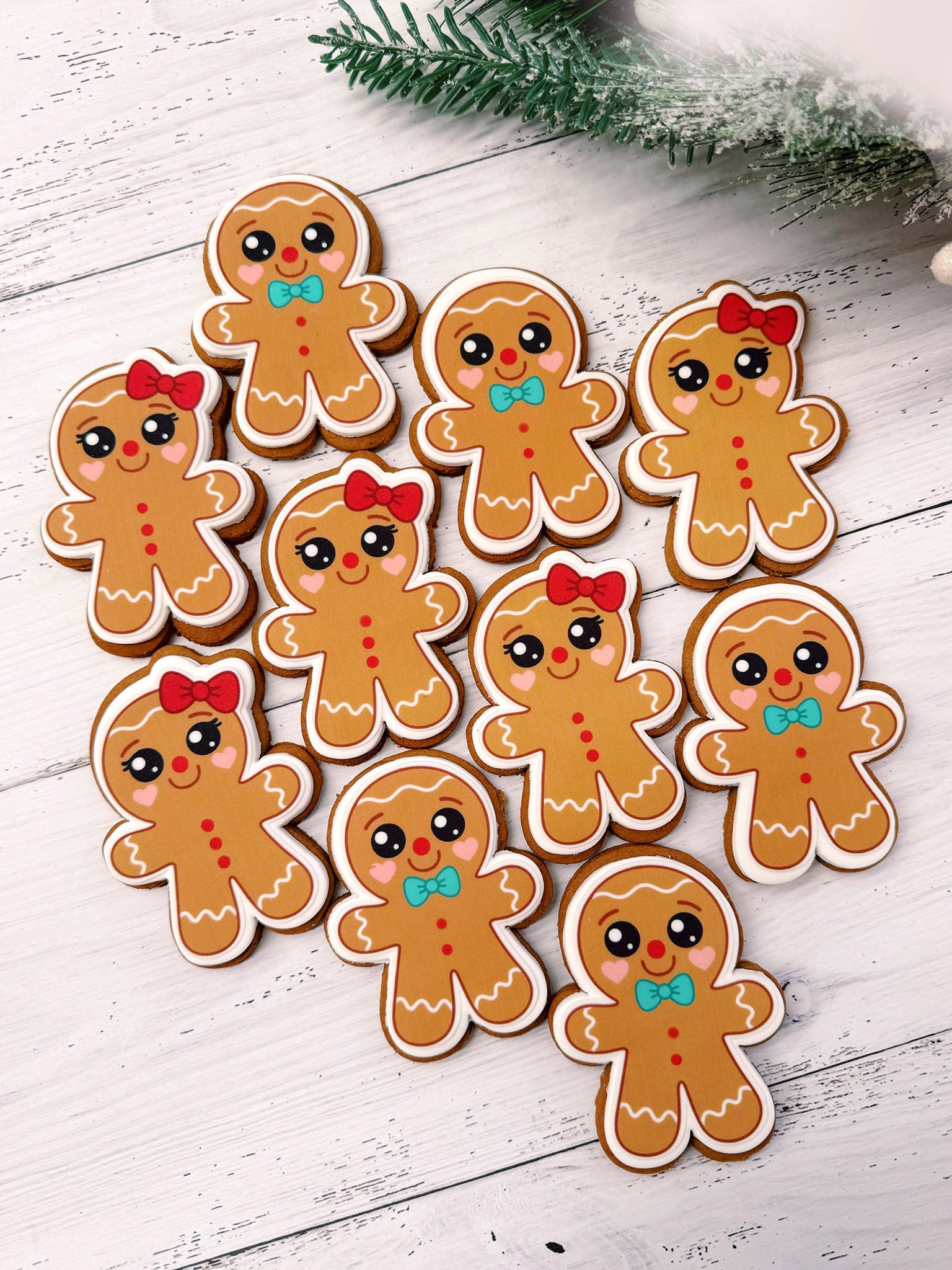 Gingerbread Friends | Cute Personalised Names Christmas Biscuits Box - Sugar Rush by Steph Custom Cookie Delivery Australia-wide