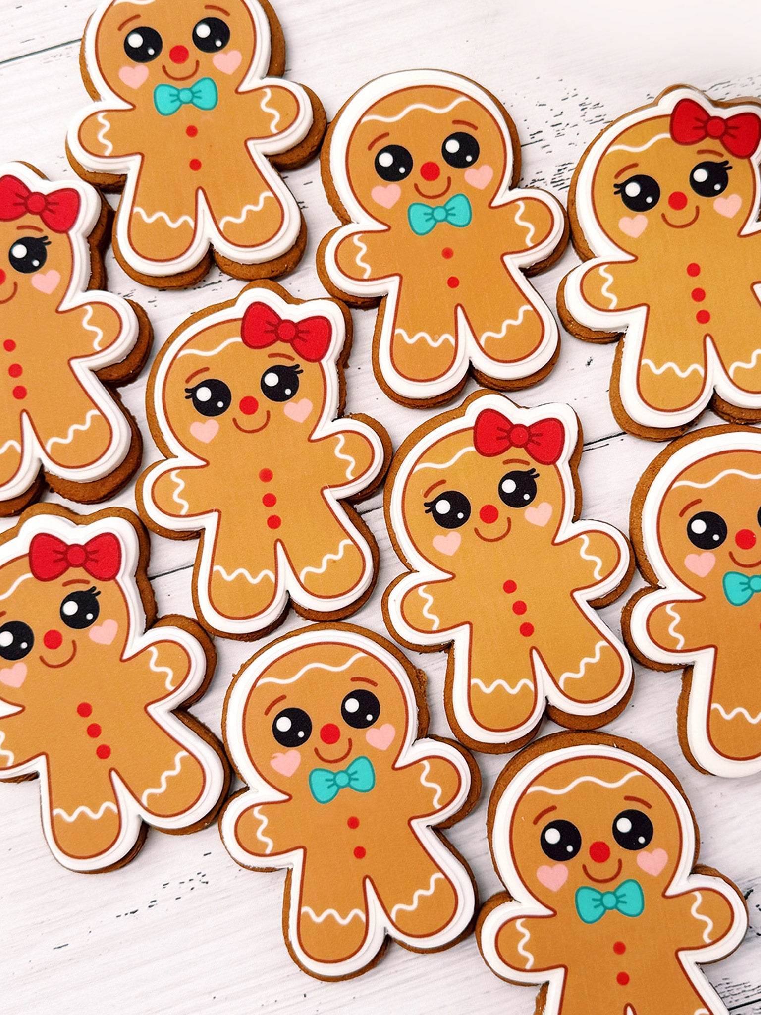 Gingerbread Friends | Cute Personalised Names Christmas Biscuits Box - Sugar Rush by Steph Custom Cookie Delivery Australia-wide