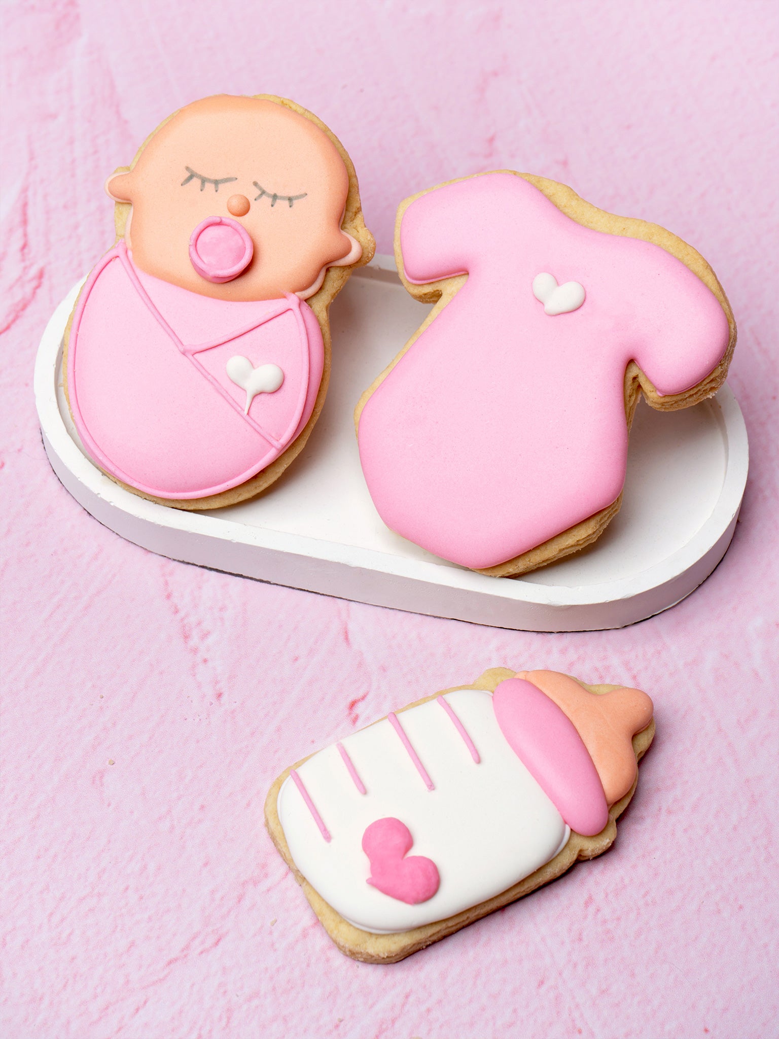 Pink Baby Bundle Baby Shower Cookies - Sugar Rush by Steph