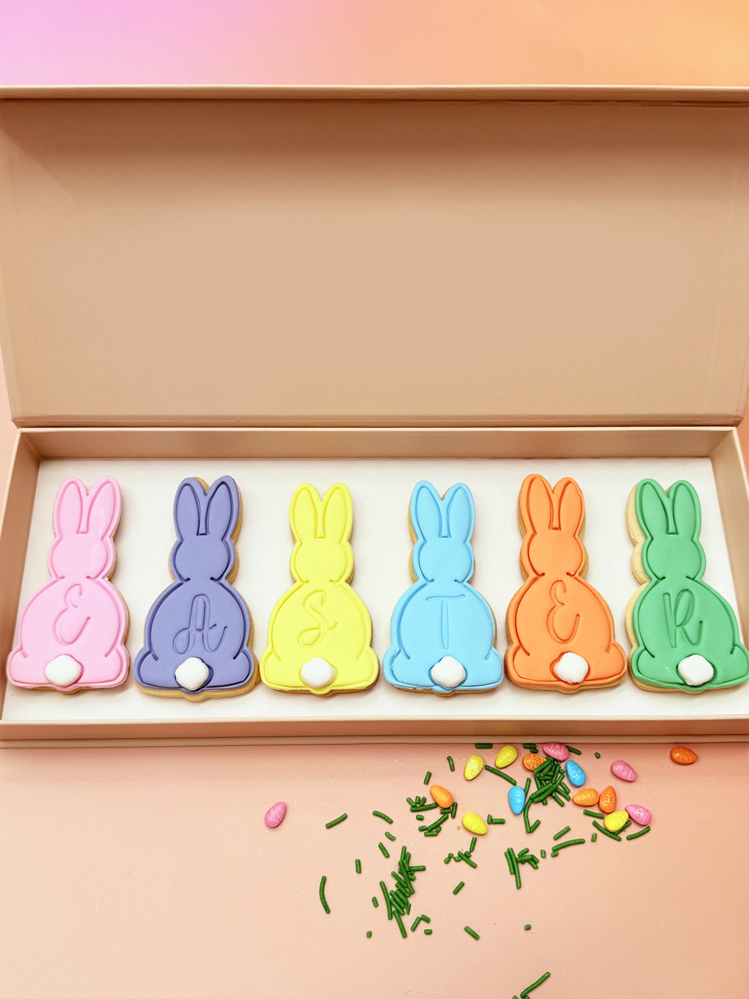 Colourful Easter Bunnies Cookies | Personalised Cookie Gifts For Easter Events - Sugar Rush by Steph Cookies Near Me Australia