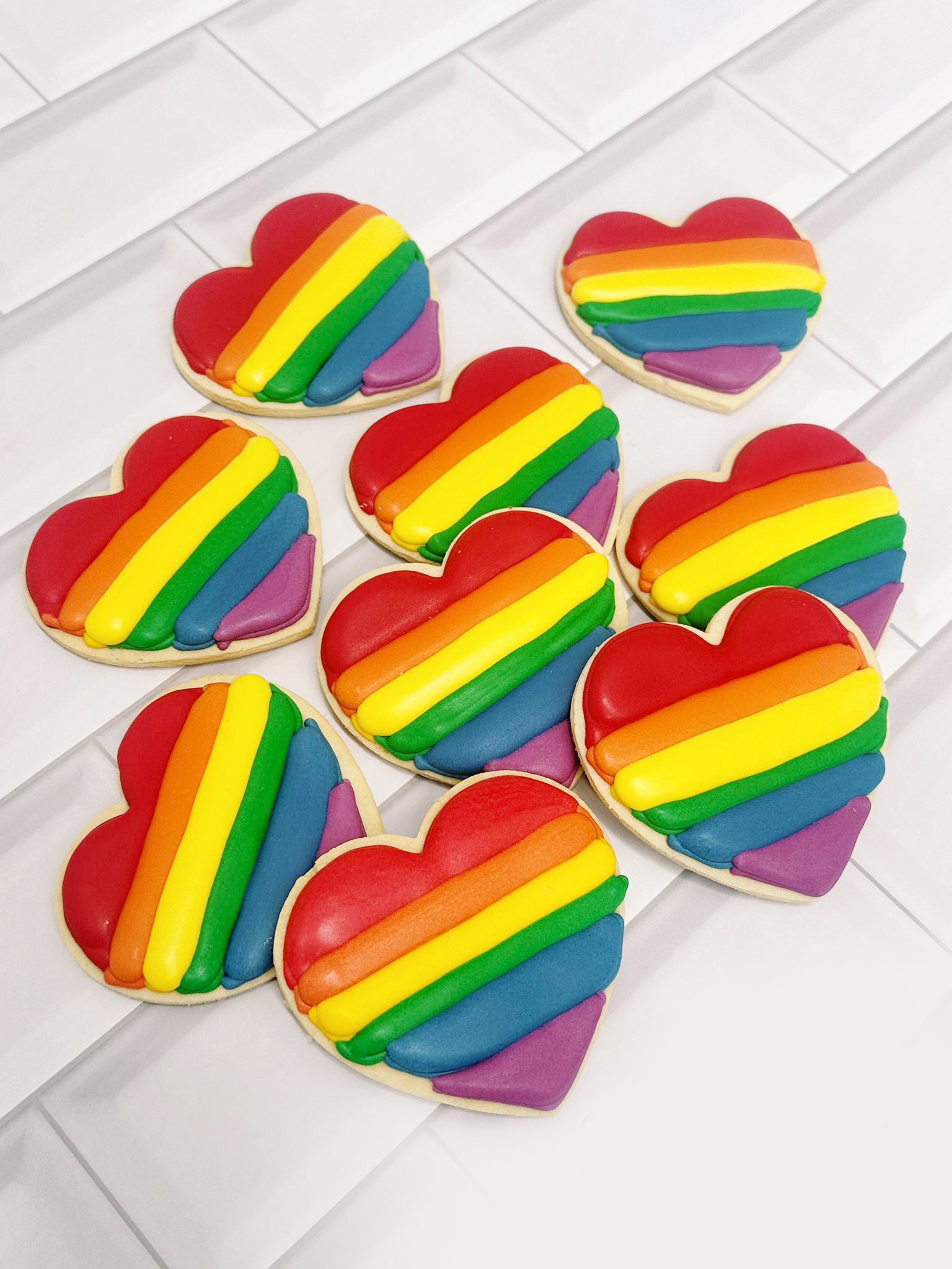 Rainbow Heart Cookies | Colourful LGBTQIA Pride Month Edible Gifts - Order Cookies Australia Sugar Rush by Steph