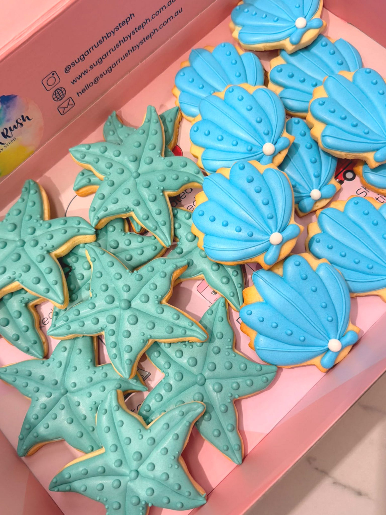 Starfish & Seashells Cookie Box | Under The Sea-Themed Royal Icing Cookies