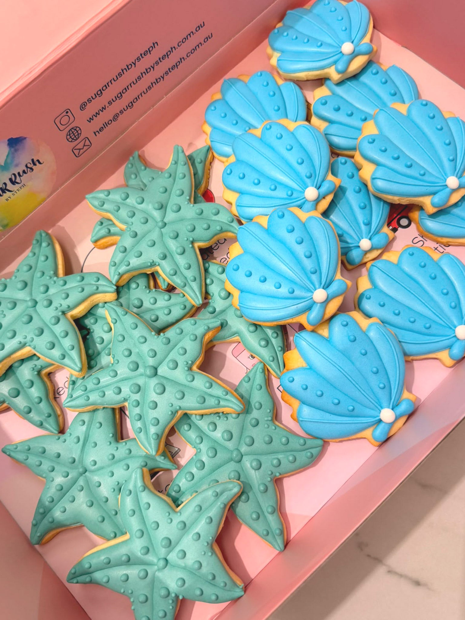 Starfish & Seashells Cookie Box | Under The Sea-Themed Royal Icing Cookies