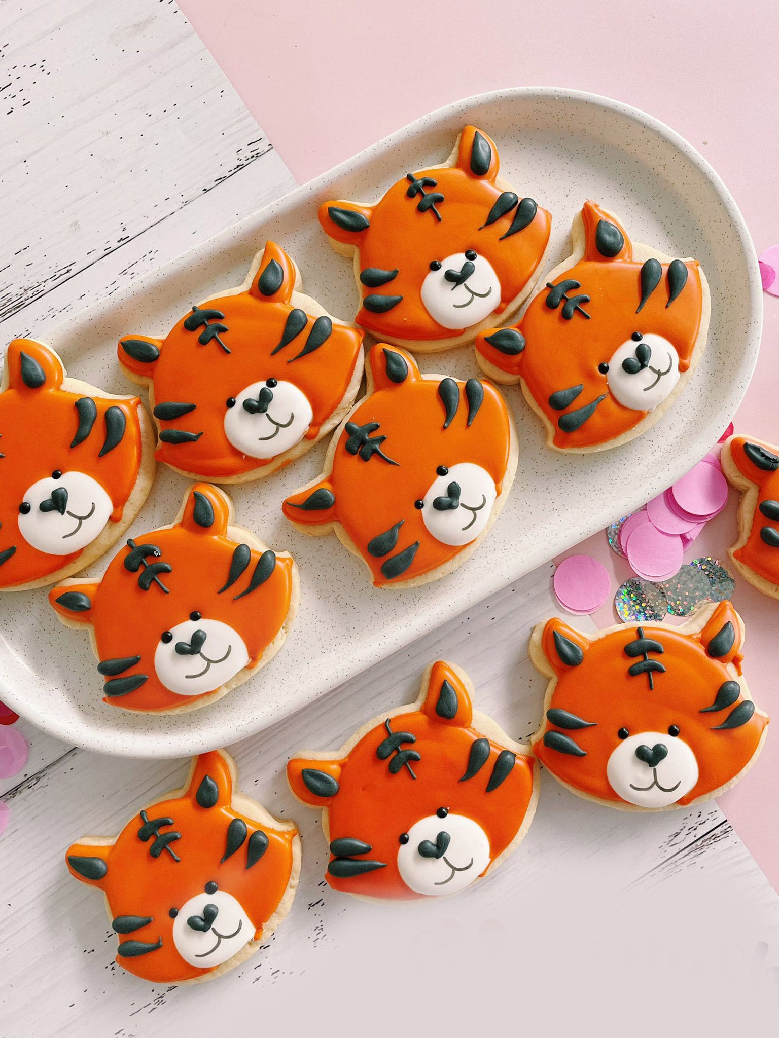 Tiger-riffic! | Cute Royal Icing Animal Tiger Cookies for Kids - Sugar Rush by Steph