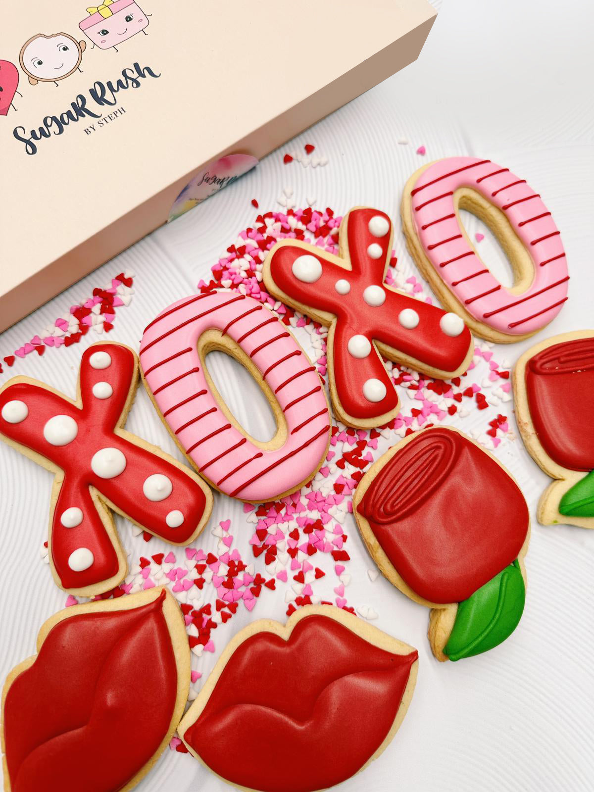 XOXO | Roses, Hugs And Kisses Valentine's Day Cookie Box - Sugar Rush by Steph