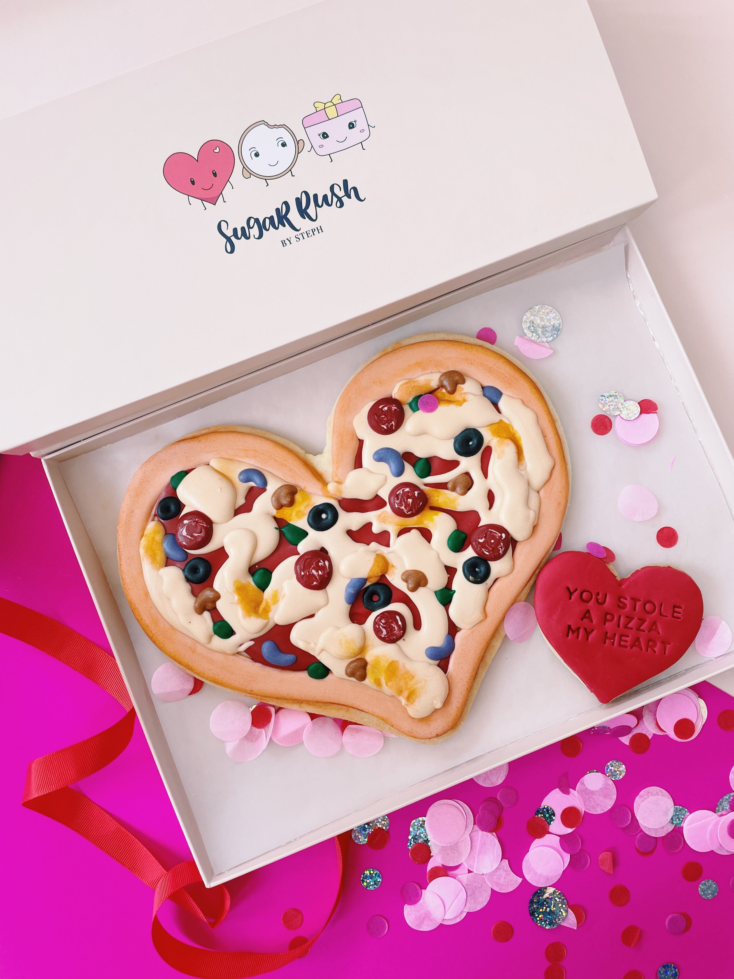 A Cheesy Pizza Date Valentine's Day Cute Gift Cookies