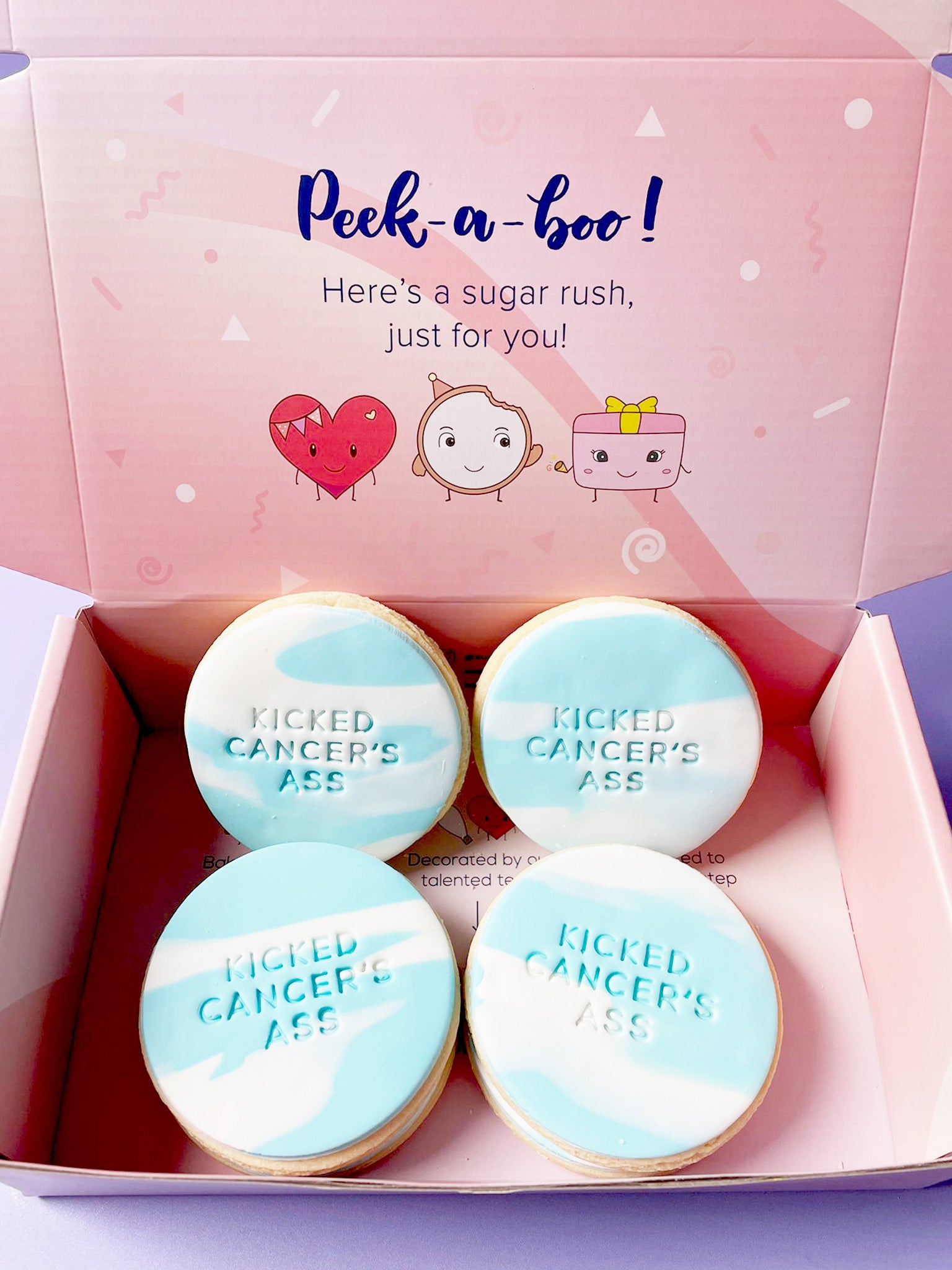 Kicked Cancer's Ass! | Personalised Cancer Survivor Cookie Gifts - Sugar Rush by Steph