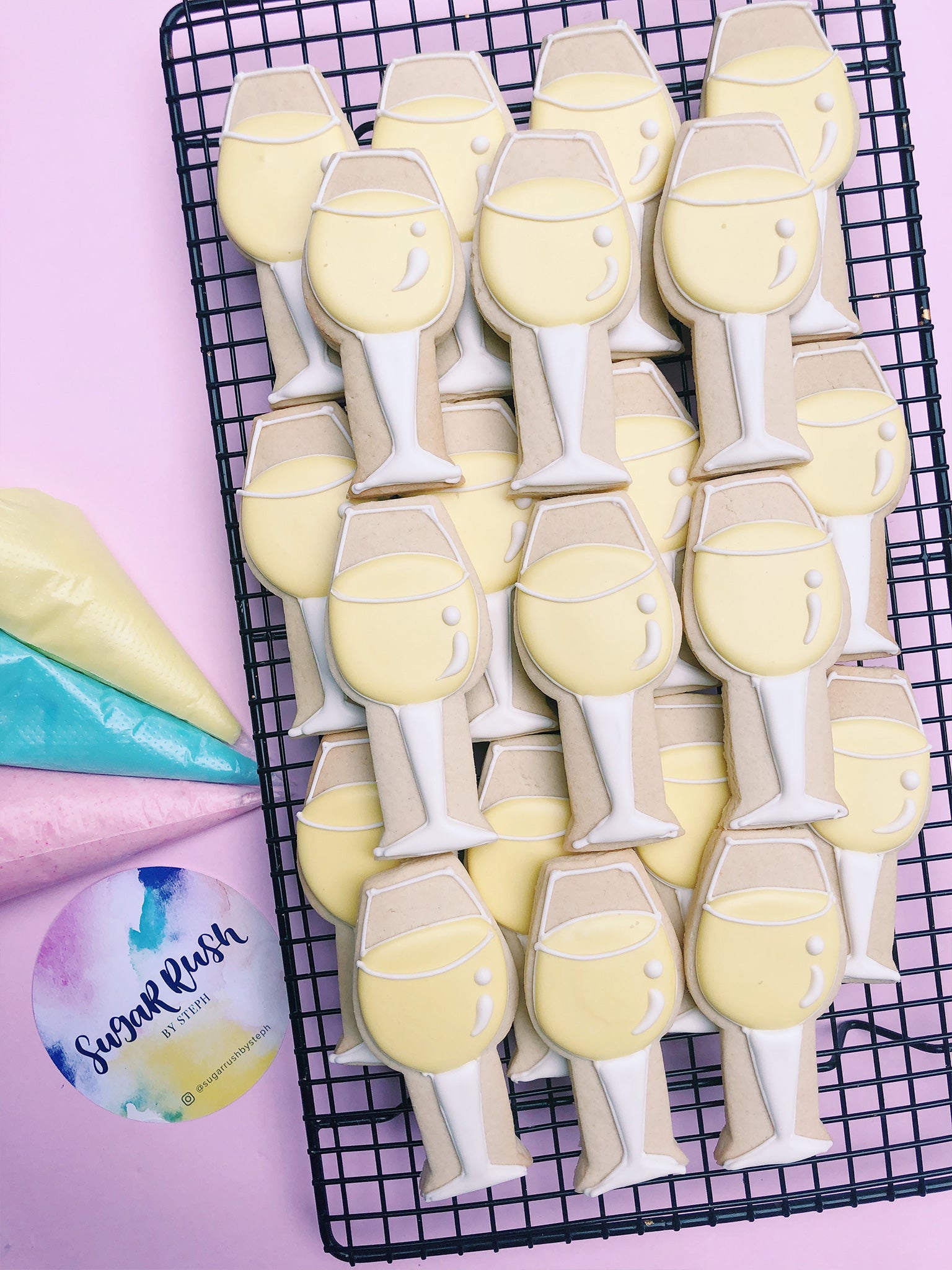 Champagne Glass Dinner Party Event Cookies - Sugar Rush by Steph