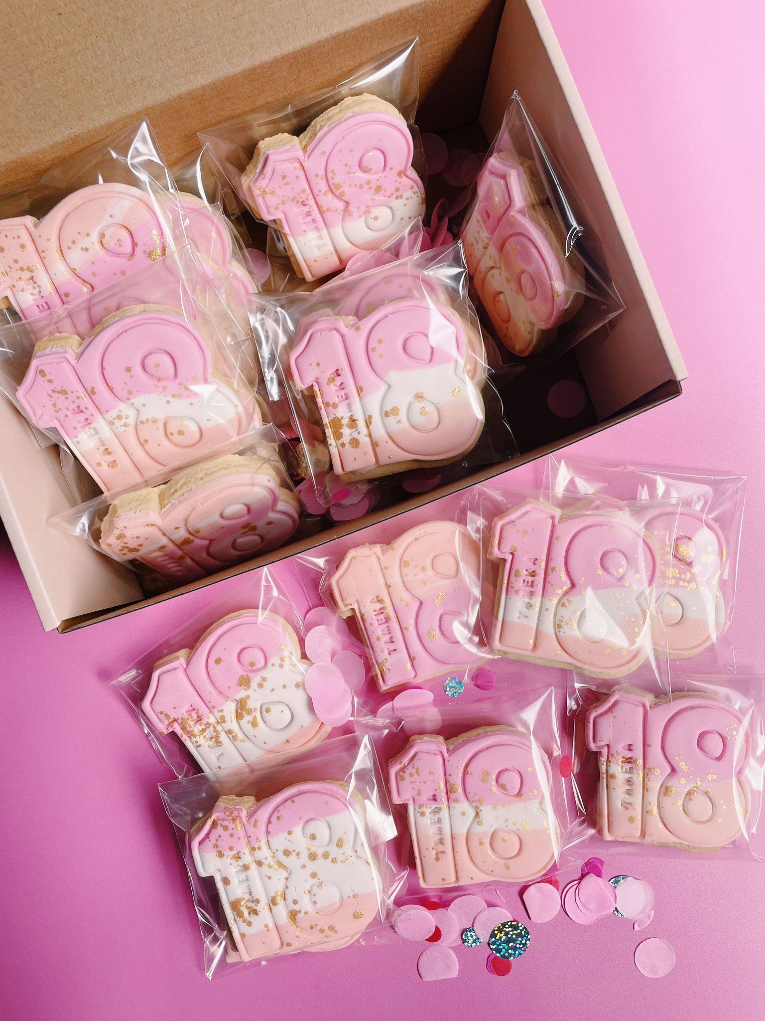 Cheers To 18 Years Custom Personalised Birthday Cookies - Sugar Rush by Steph