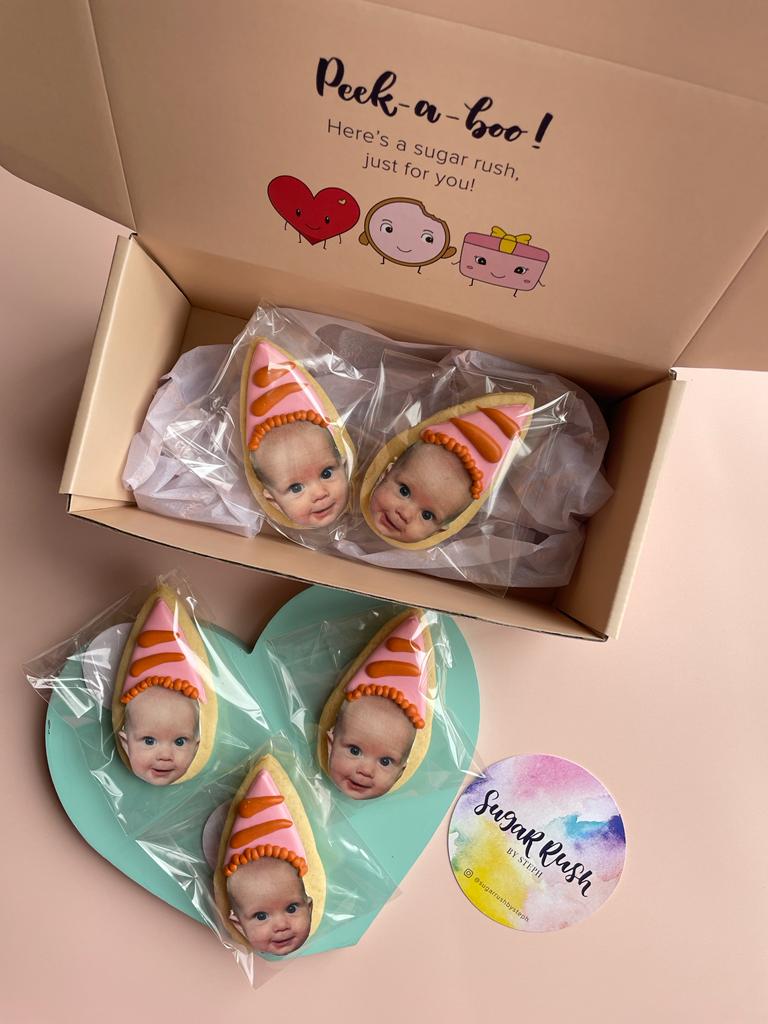 Personalised Birthday Hat Face Cookies | Buy Custom Cookies With Faces
